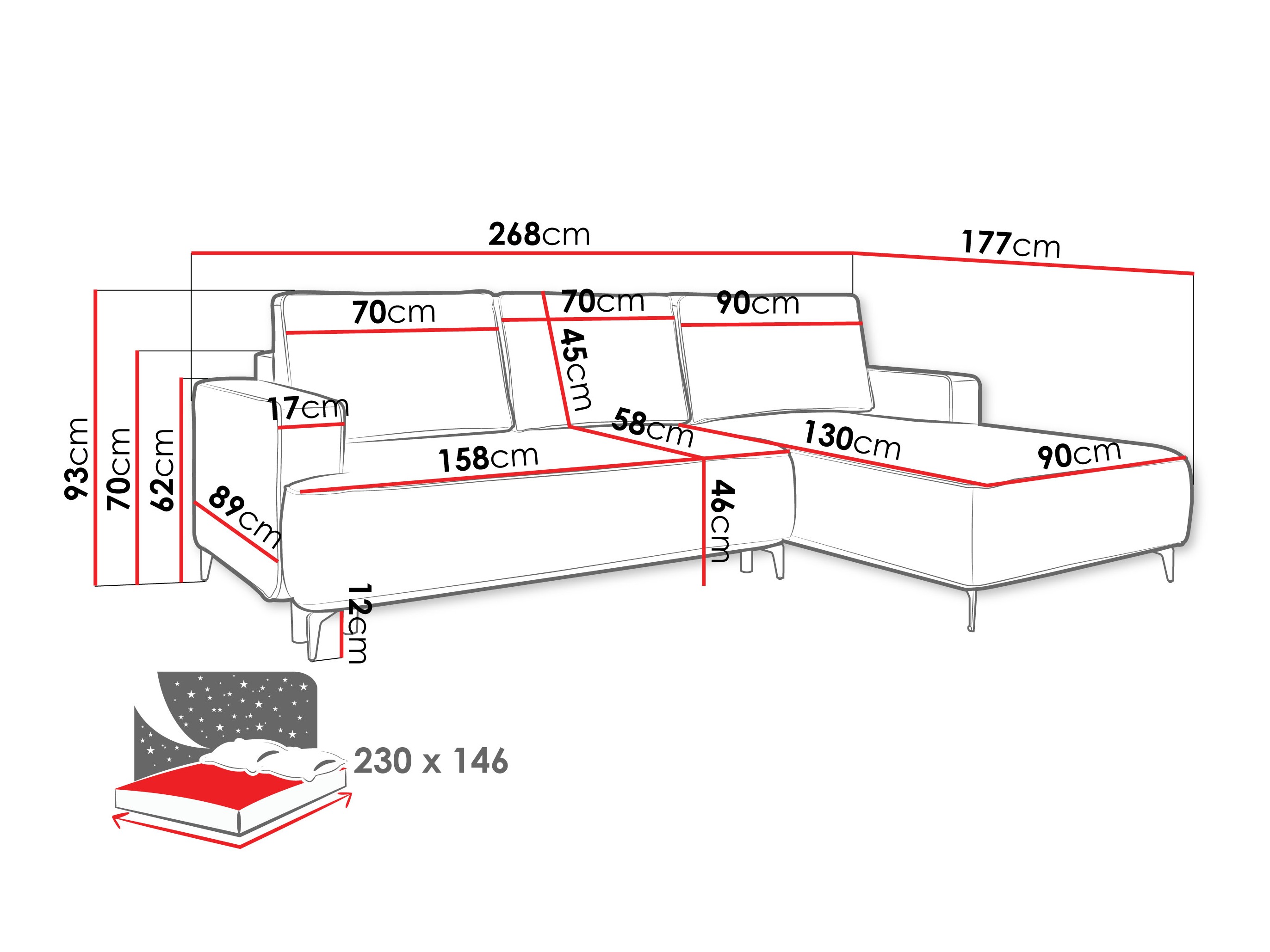 Ecksofa ComfiDream Lyraion (Castel 39)