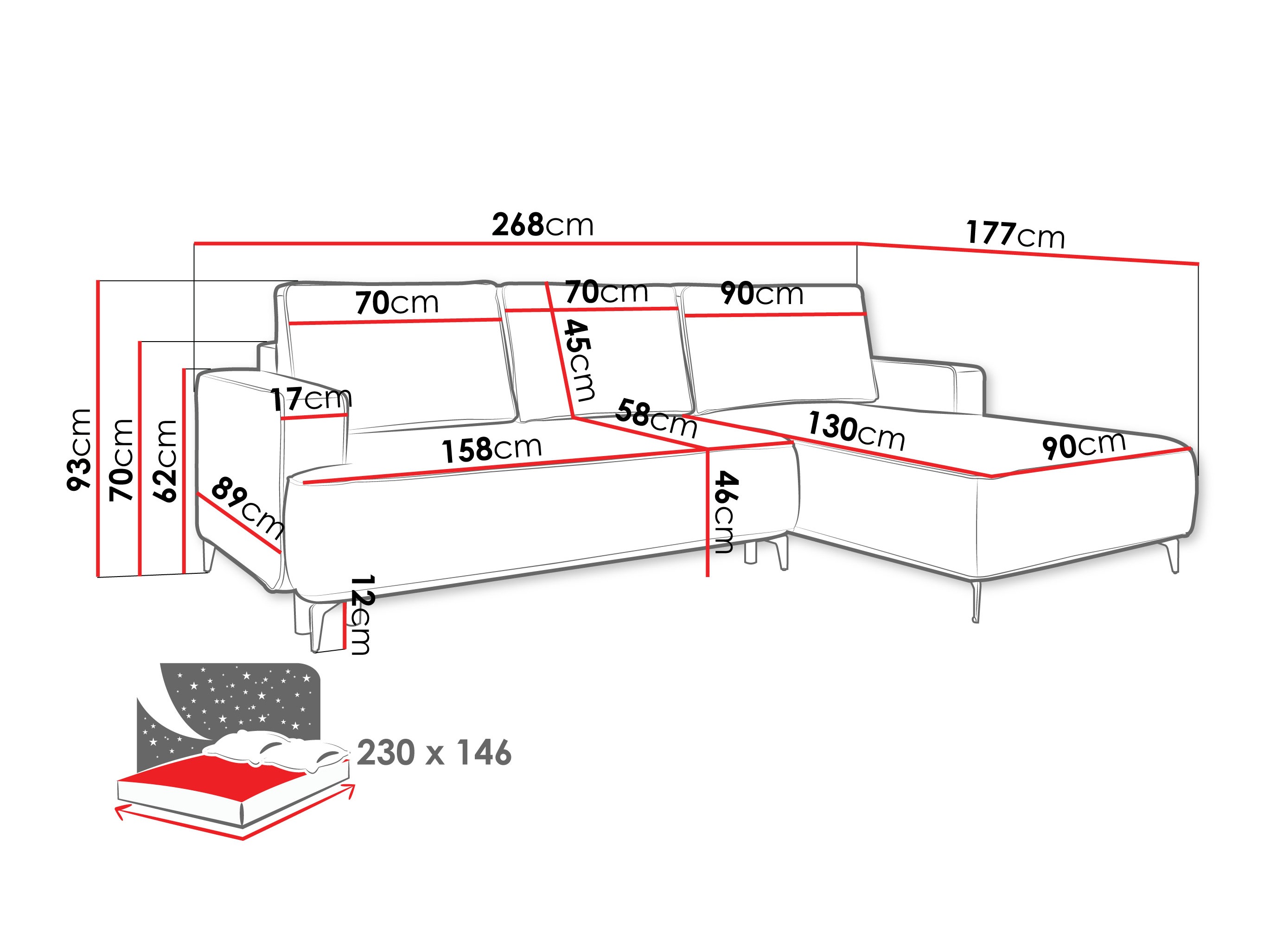 Ecksofa ComfiDream Lyraion (Castel 79)