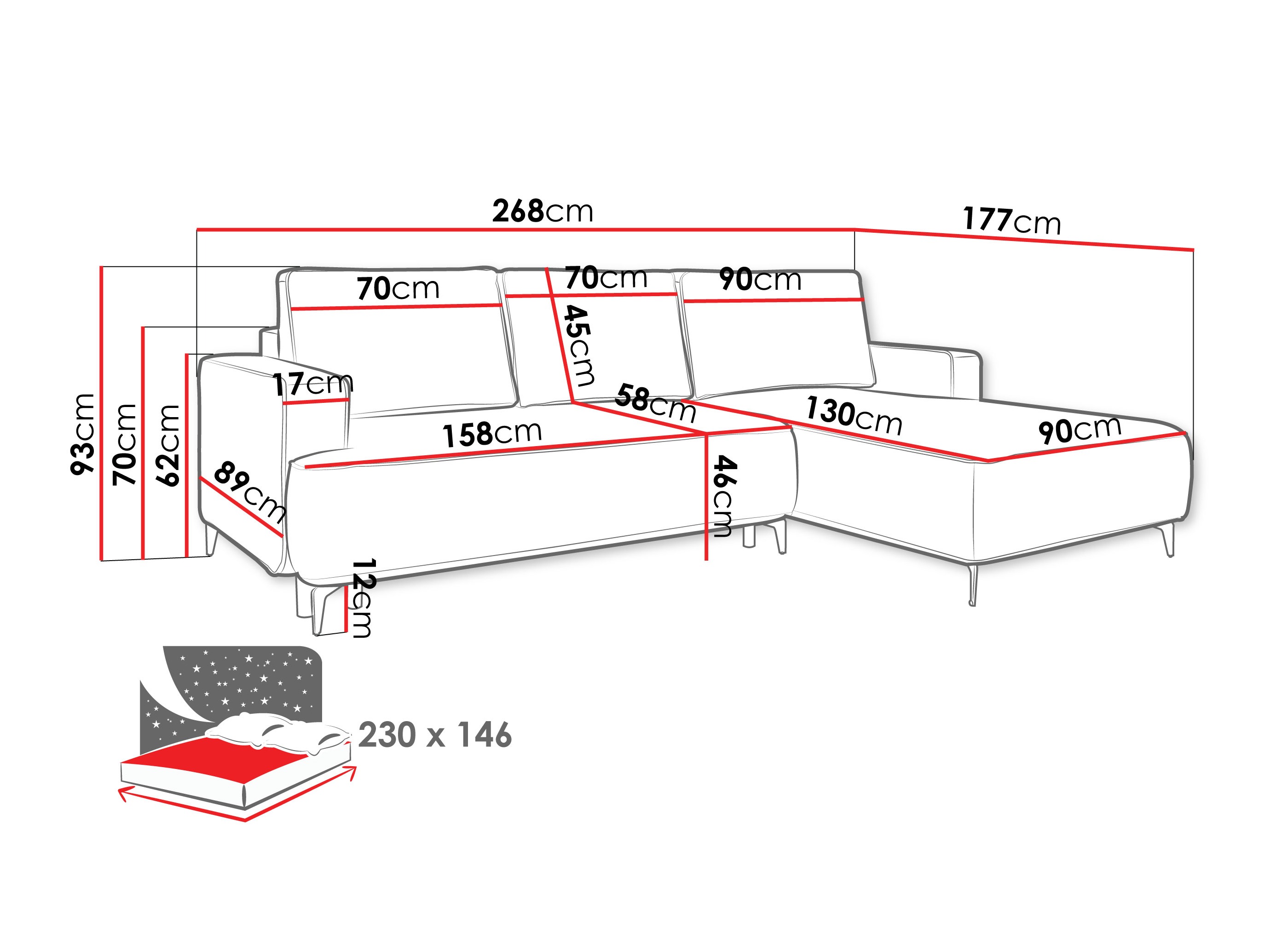 Ecksofa ComfiDream Lyraion (Castel 82)