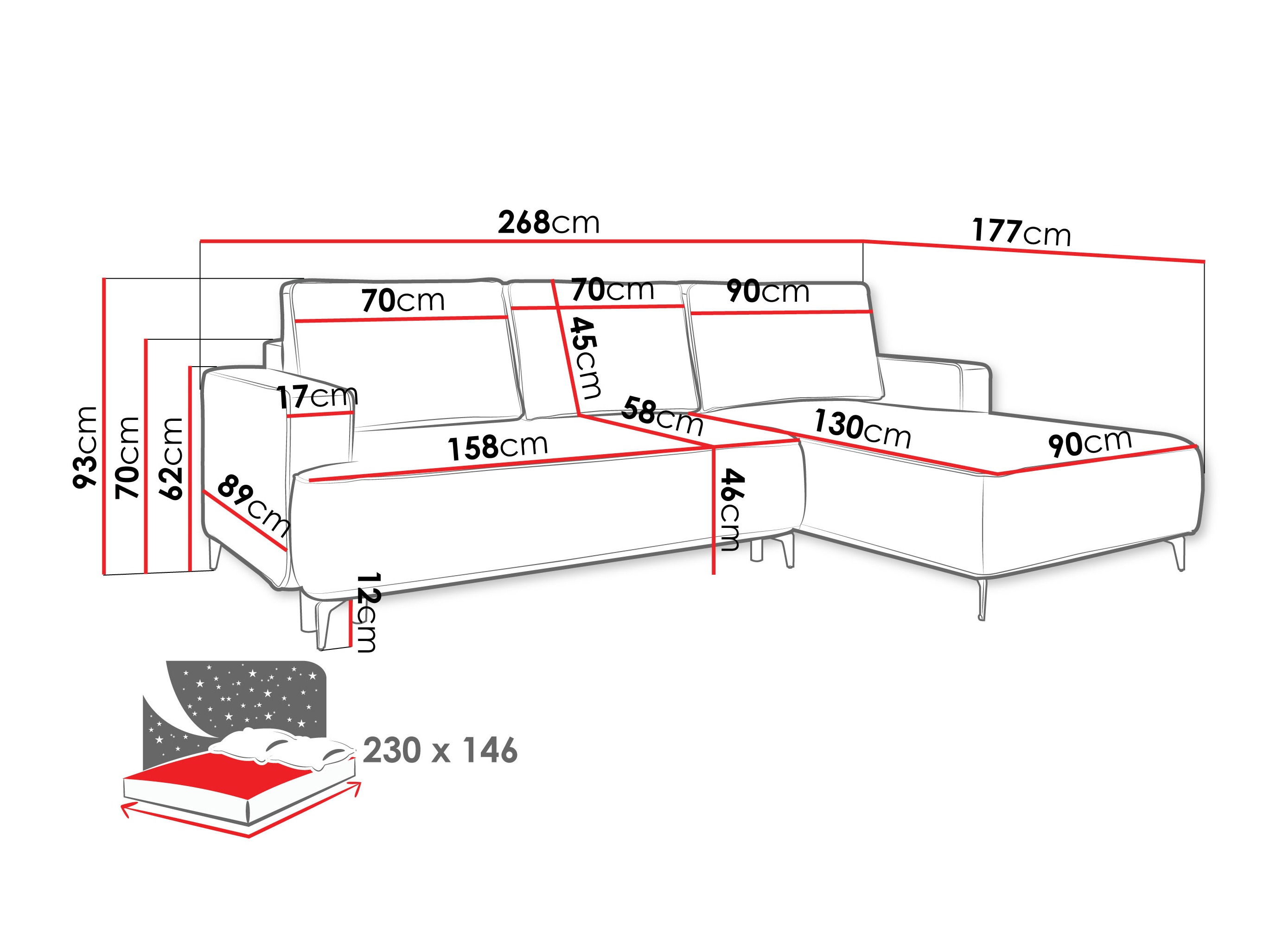 Ecksofa ComfiDream Lyraion (Castel 93)