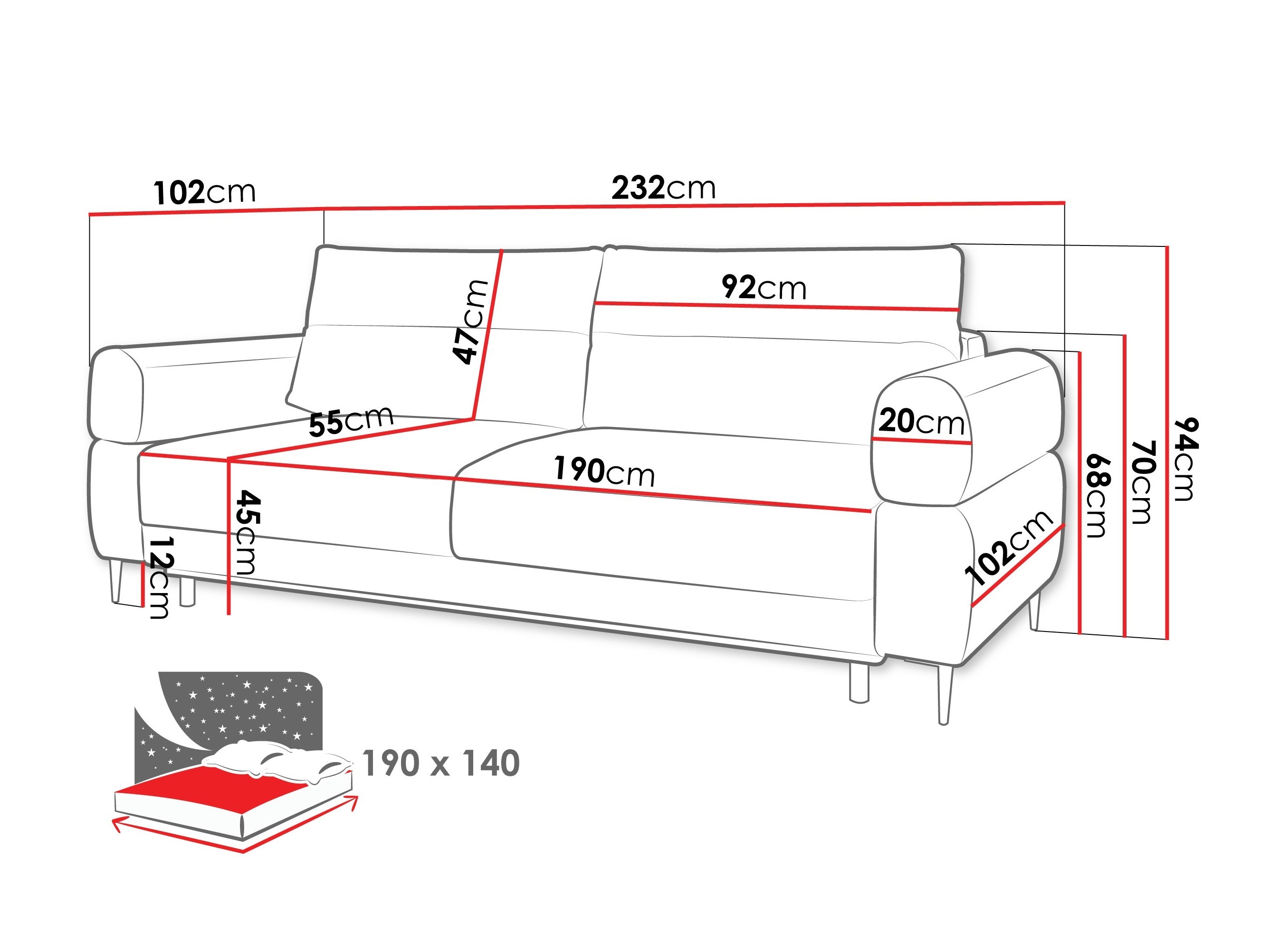 Schlafsofa ComfiDream Celel (Blur 18)