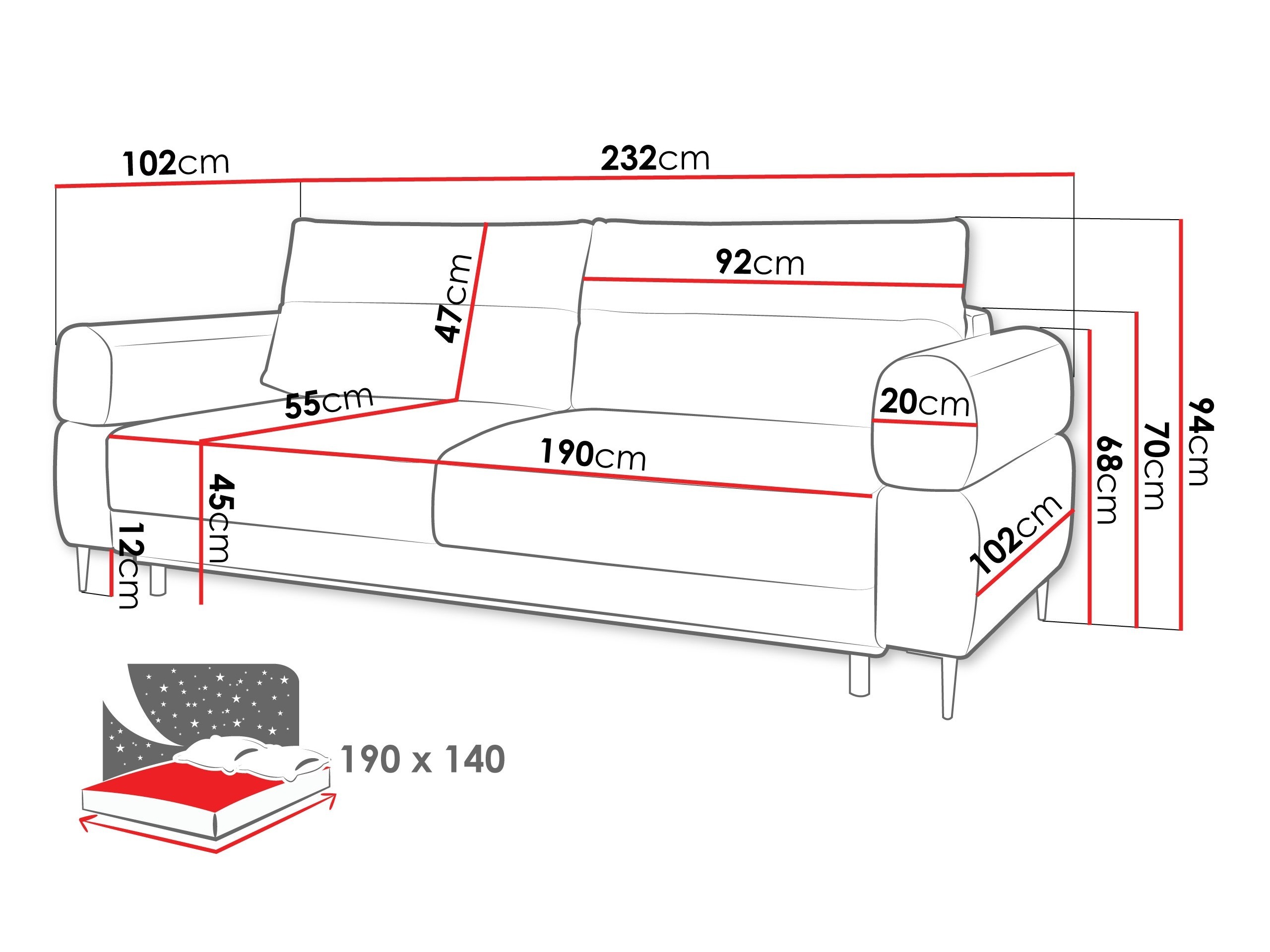 Schlafsofa ComfiDream Celel (Blur 2)