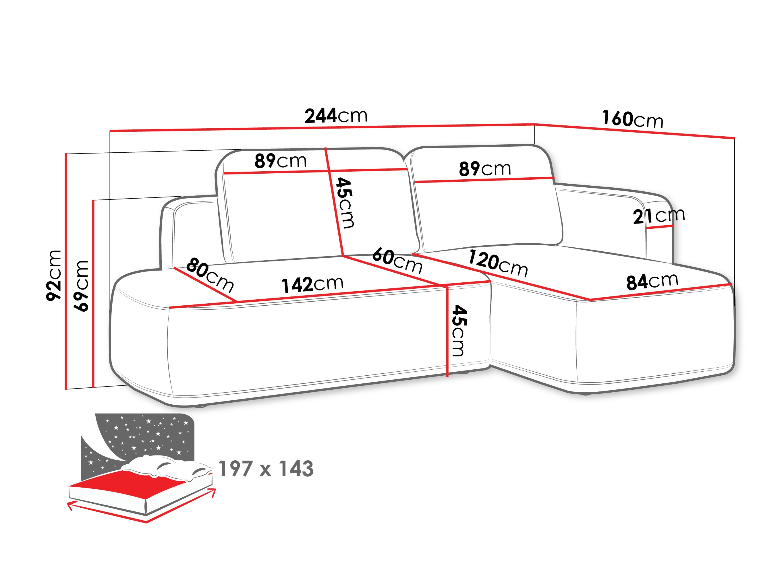 Ecksofa ComfiDream Celena (Perfect Harmony 63)