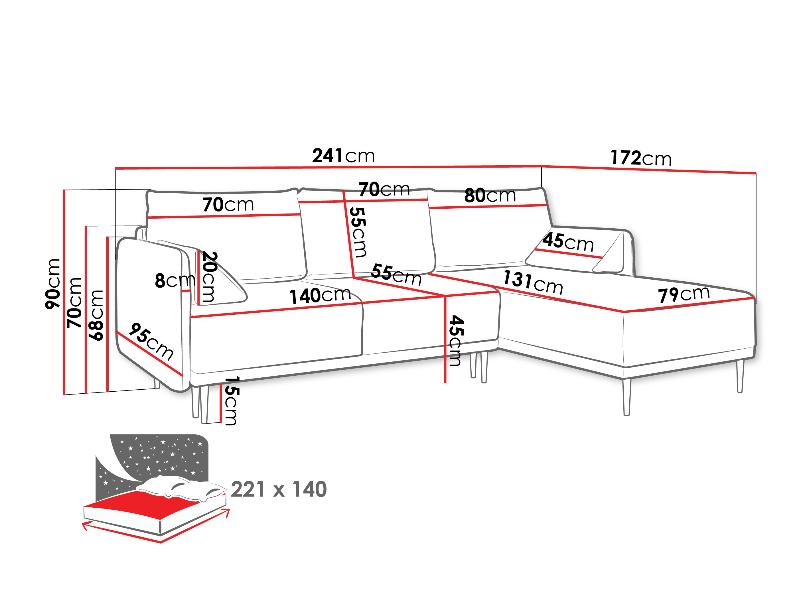 Ecksofa ComfiDream Clarora (Sicuro 75)