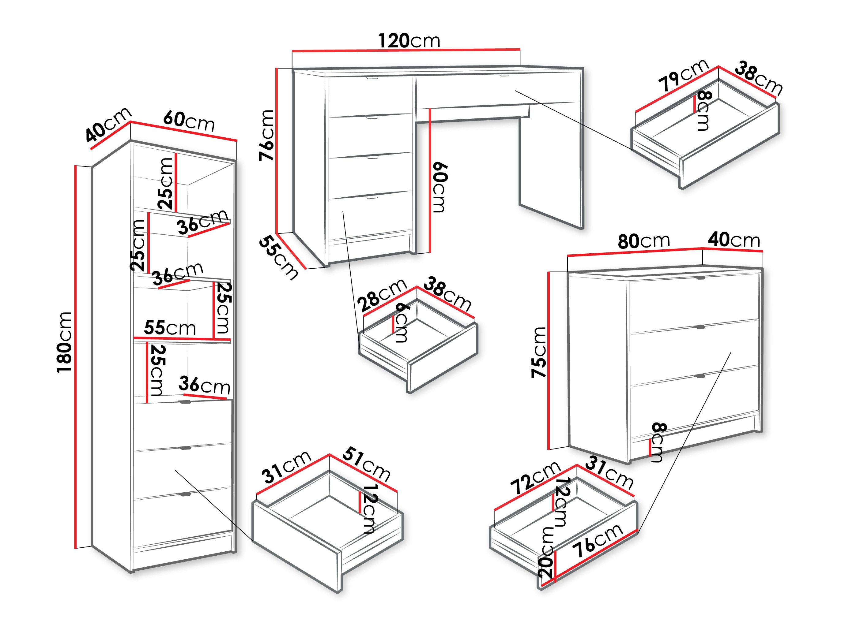 Heimbüro-Set Comfivo Papilio V (Schwarz)