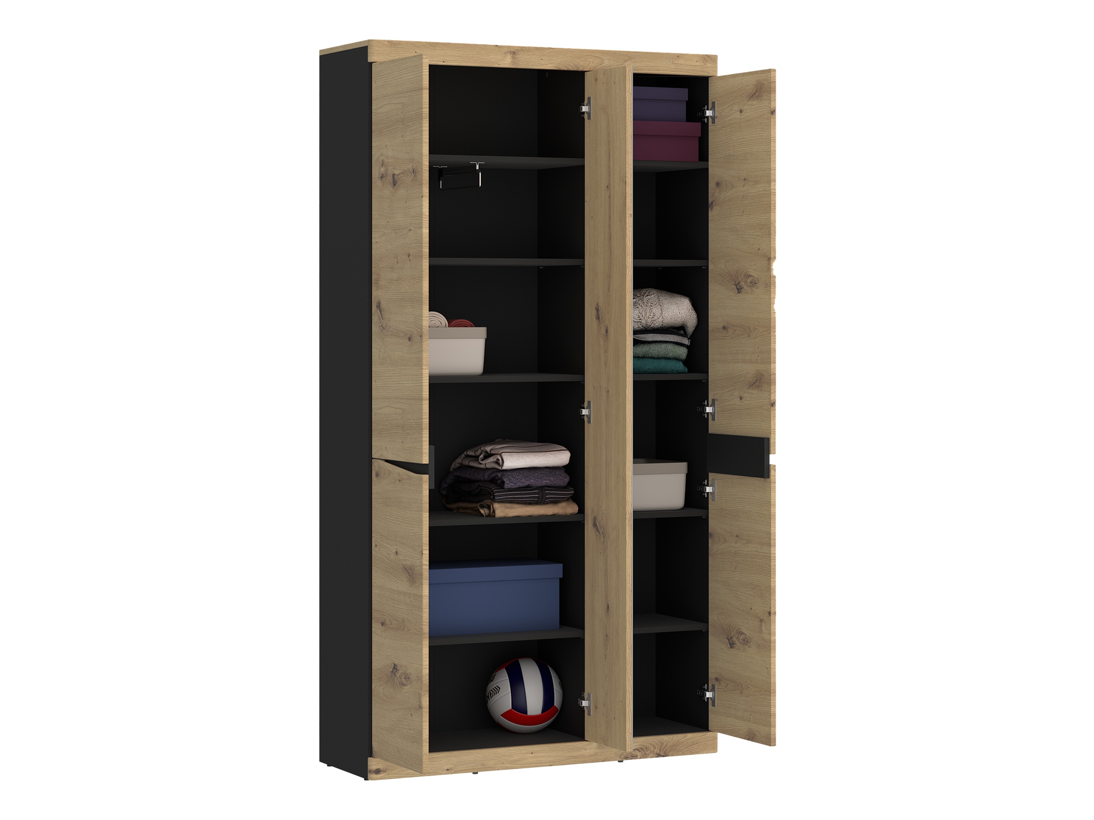 Kleiderschrank Venlori 139 (Anthrazit + Artisan Eichenholzoptik)