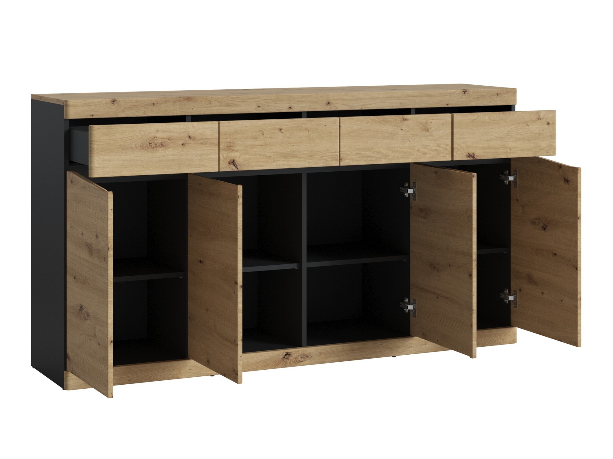 Kommoden Venlori 124 (Anthrazit + Artisan Eichenholzoptik)