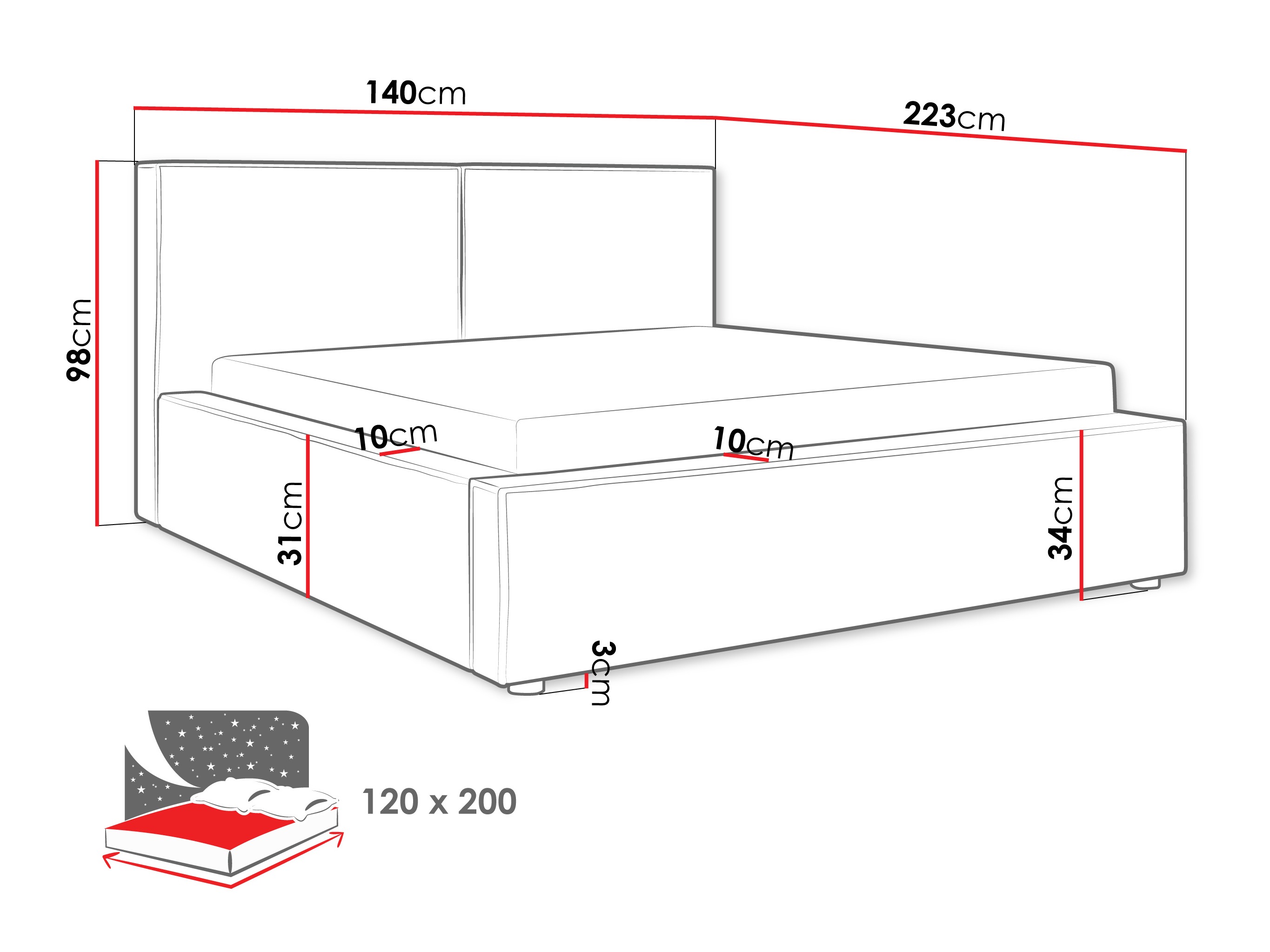 Bett TrendyNest 117 (Coral 75)