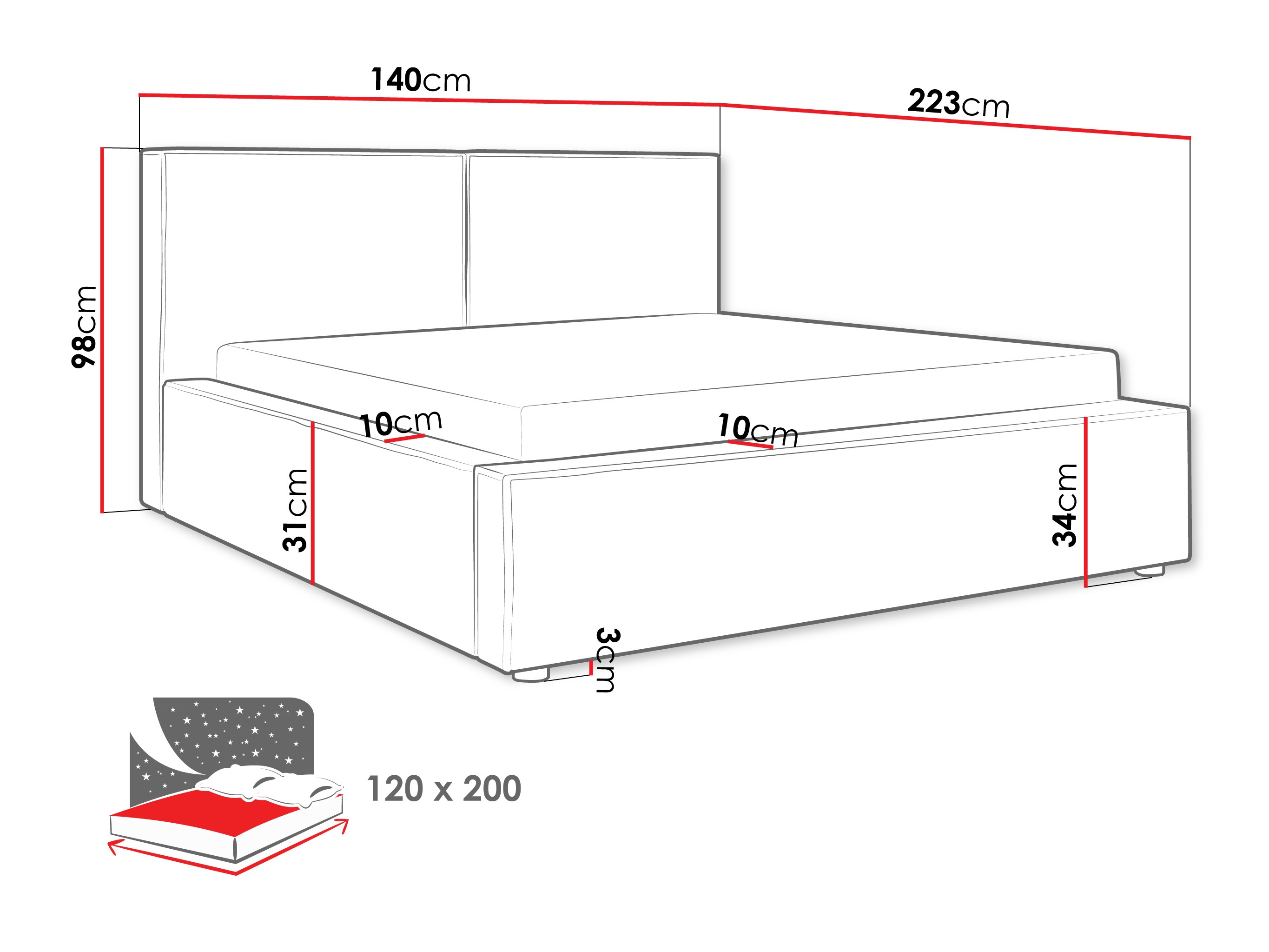 Bett TrendyNest 117 (Coral 80)