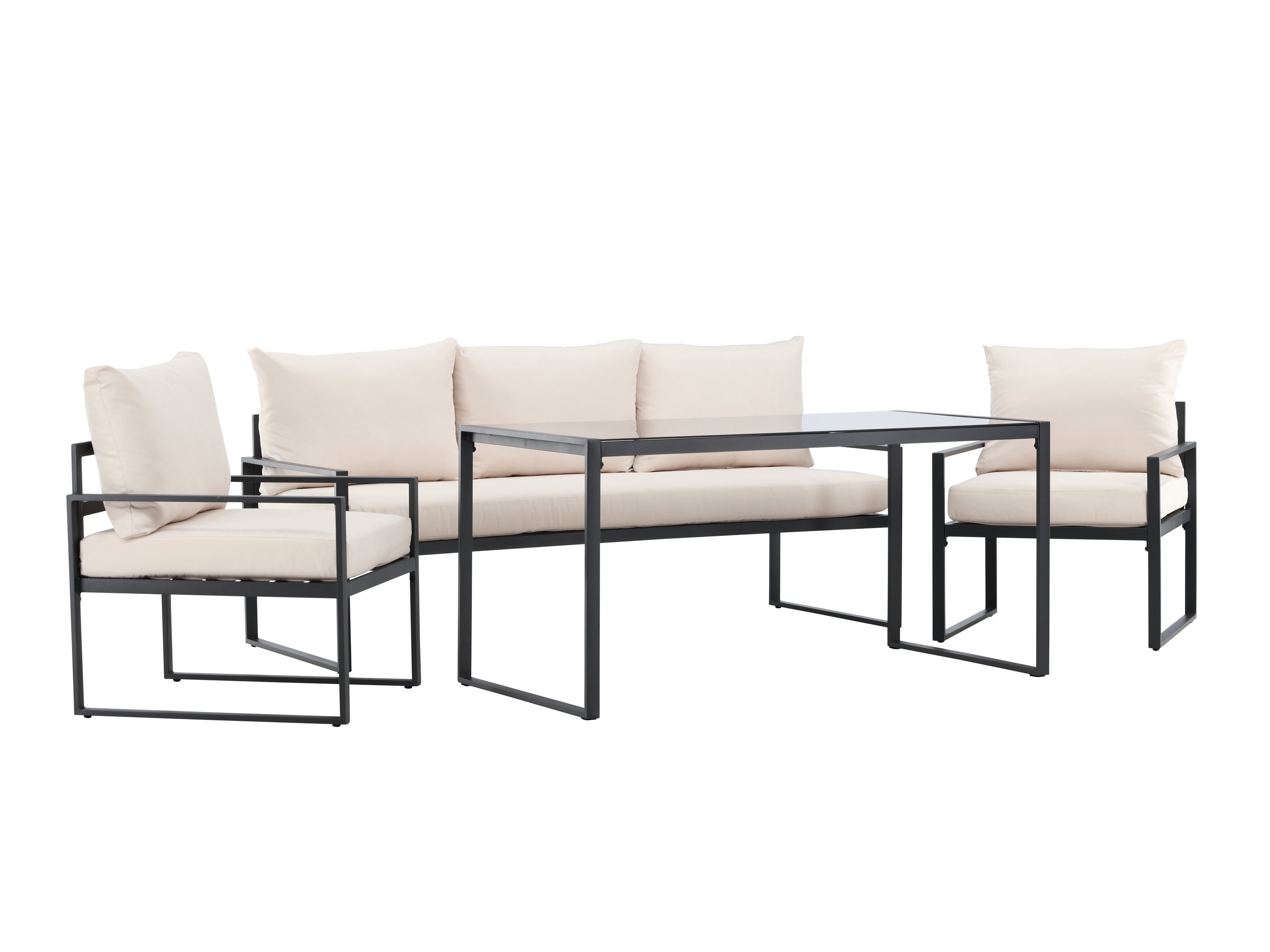 Gartenmöbel-Set Dallas 4733 (Schwarz + Beige)