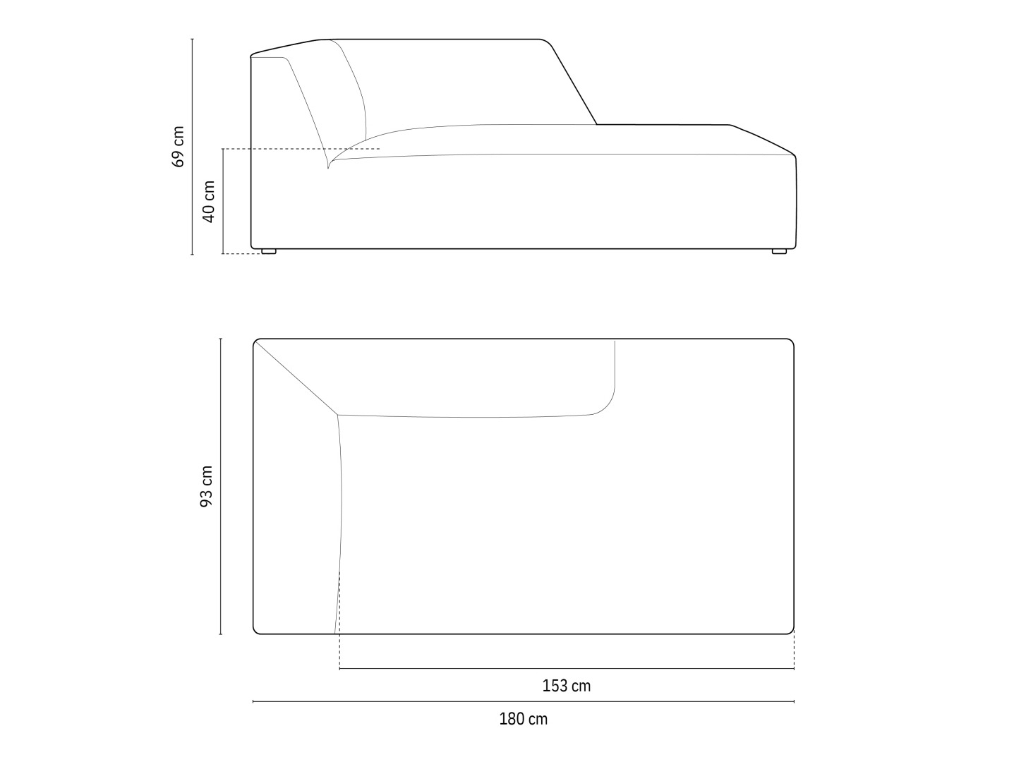 Chaiselongue Vermaru 106 (Scala Schwarz)
