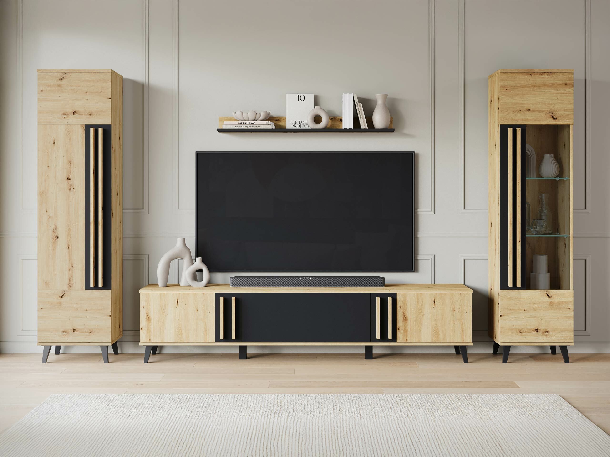TV-Möbel Facetor (Artisan Eichenholzoptik + Graphit)