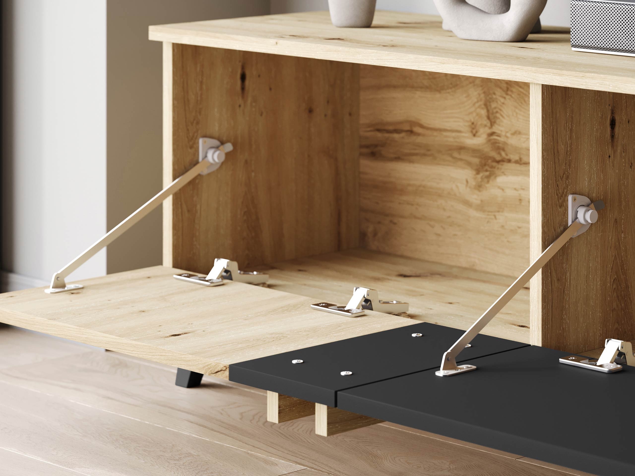 Wohnzimmer-Sets Facetor III (Artisan Eichenholzoptik + Graphit)