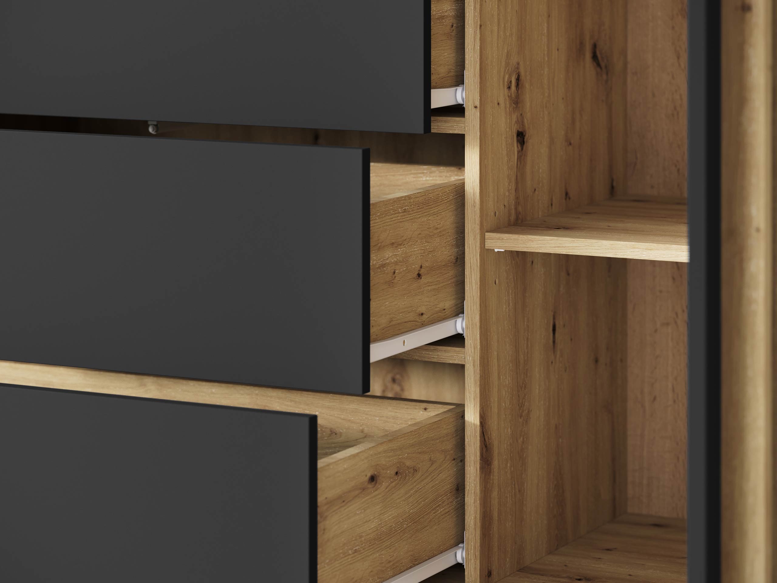 Wohnzimmer-Sets Facetor IV (Artisan Eichenholzoptik + Graphit)