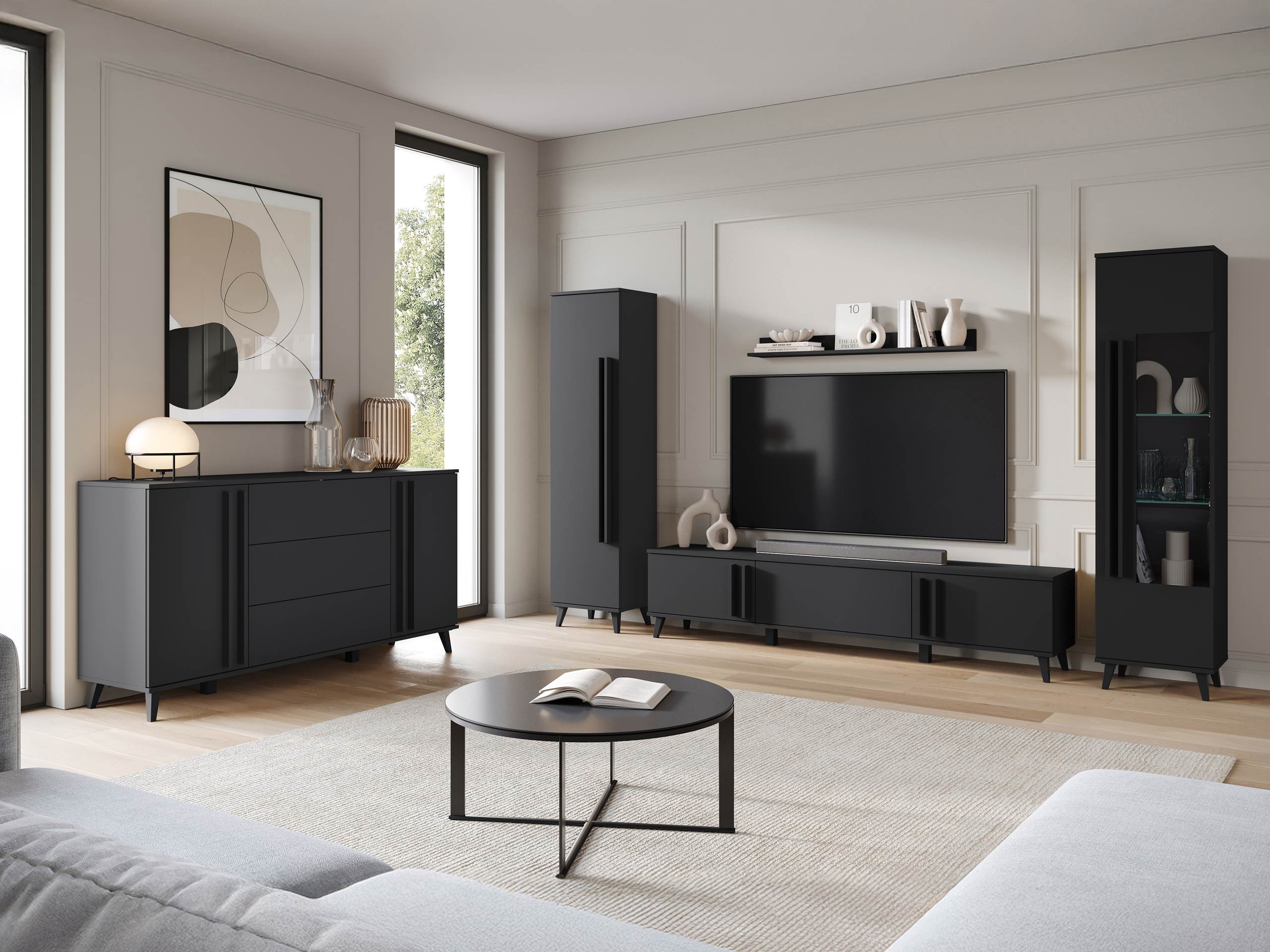 Wohnzimmer-Sets Facetor IV (Graphit)