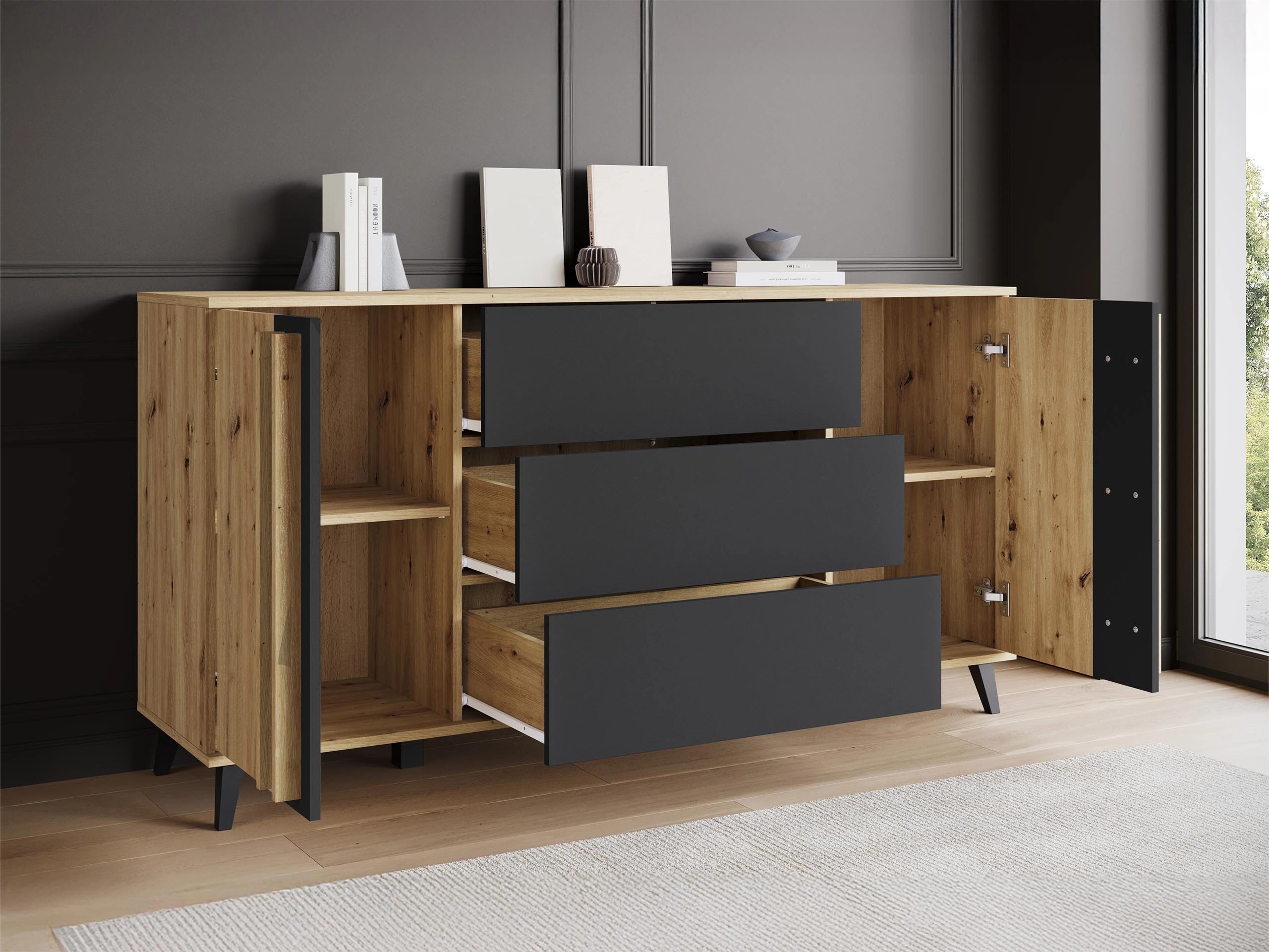 Wohnzimmer-Sets Facetor IV (Graphit)