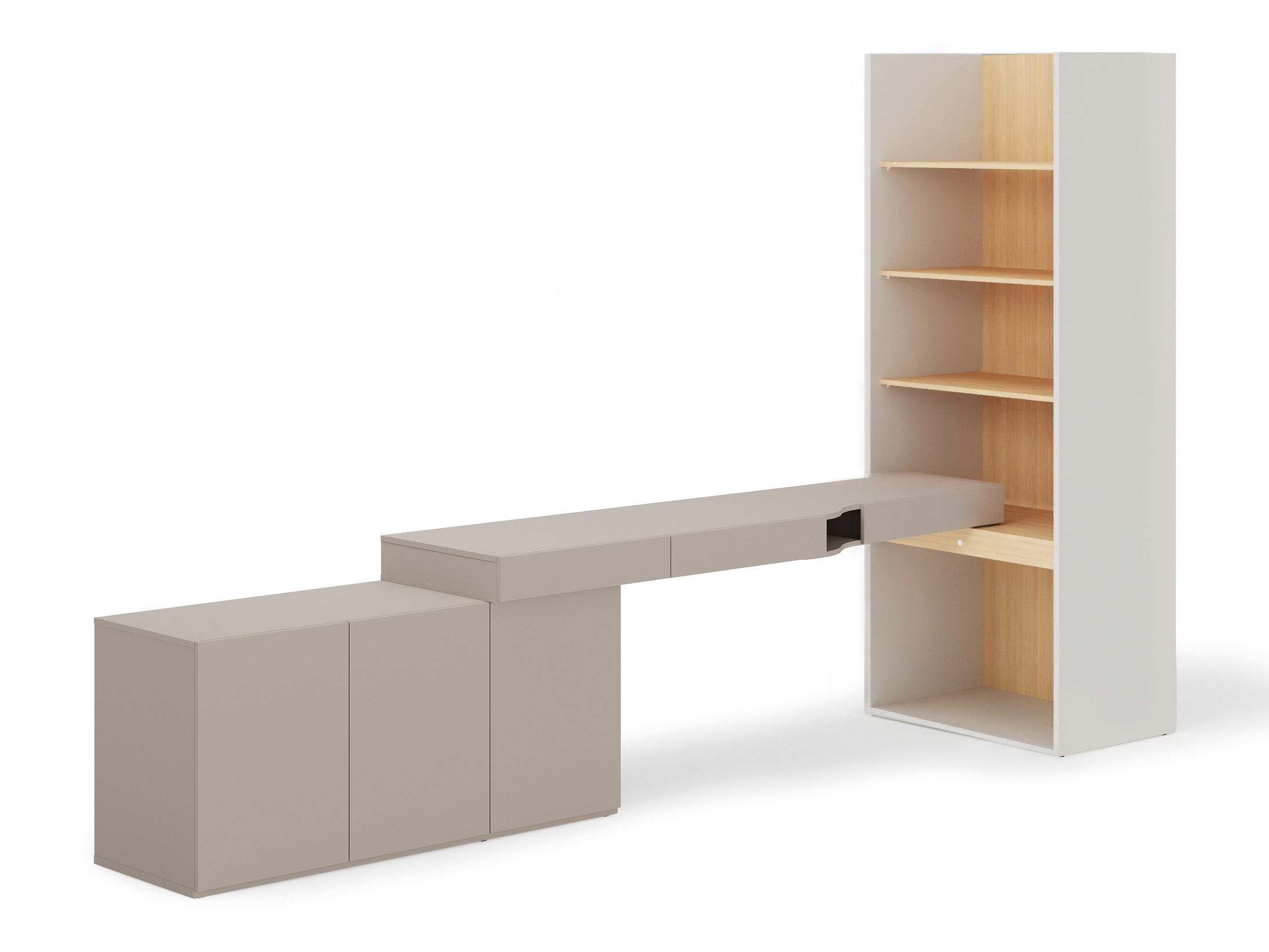 Heimbüro-Set Evareve 118 (Grau + Eichenholzoptik)