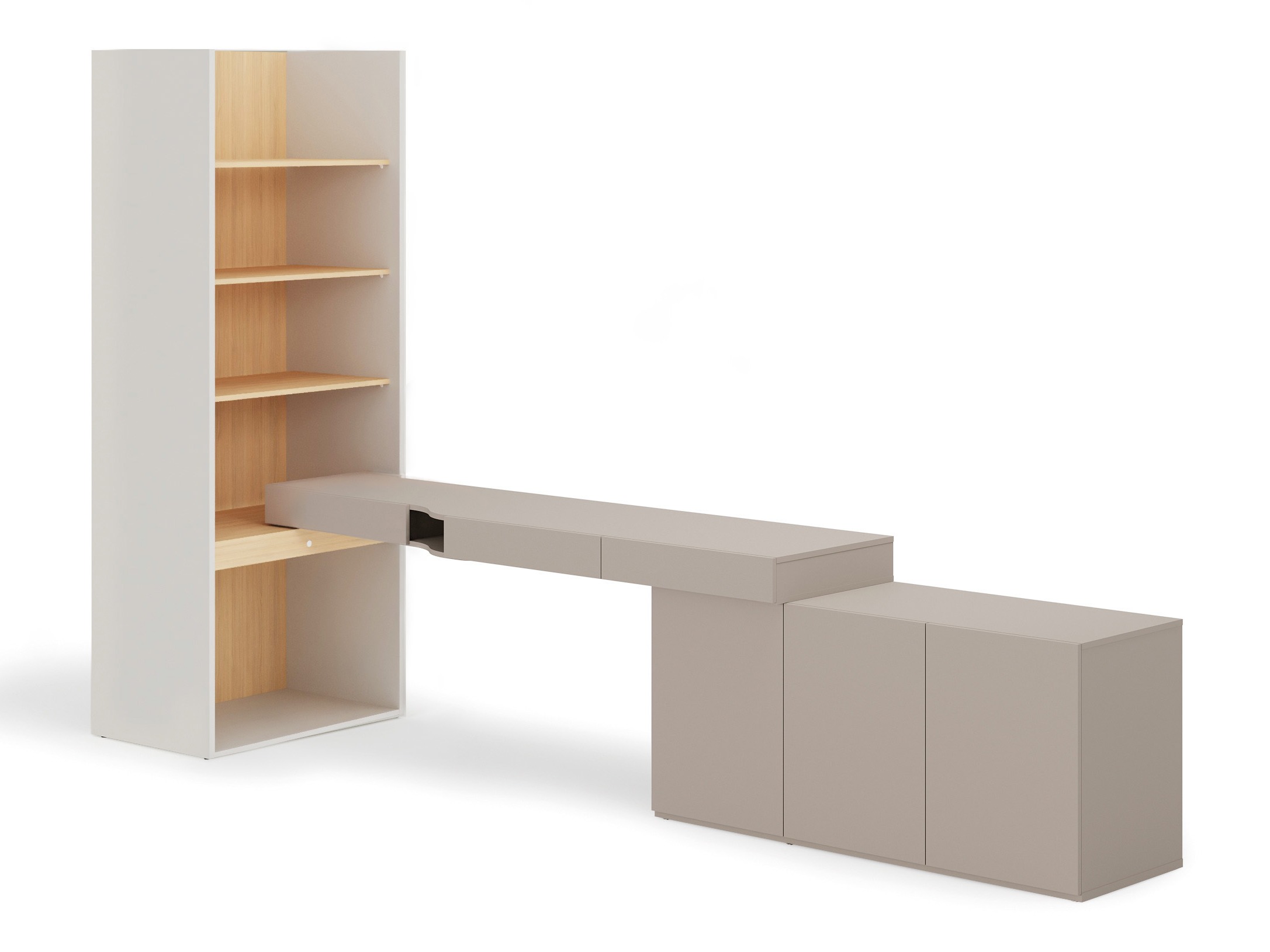 Heimbüro-Set Evareve 118 (Grau + Eichenholzoptik)