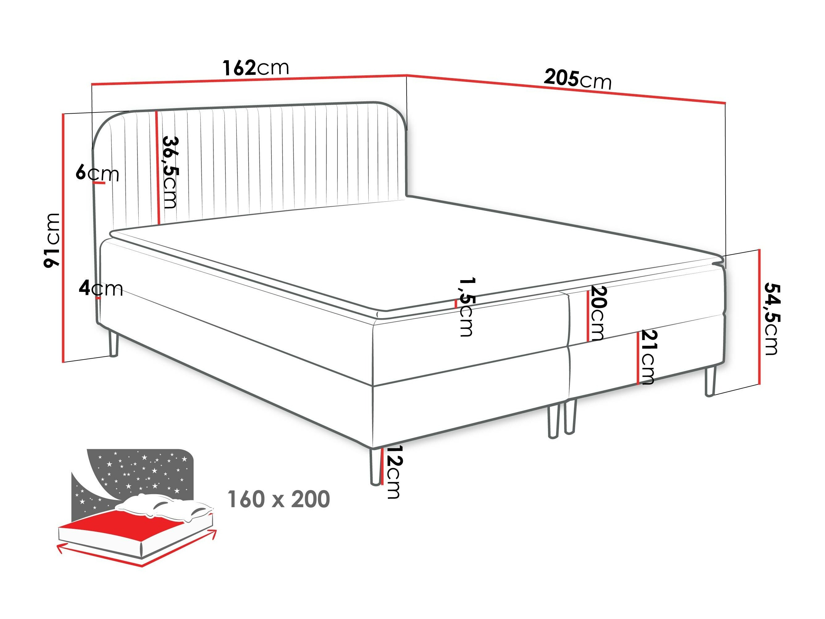 Boxspringbett Rivus (Coral 60)