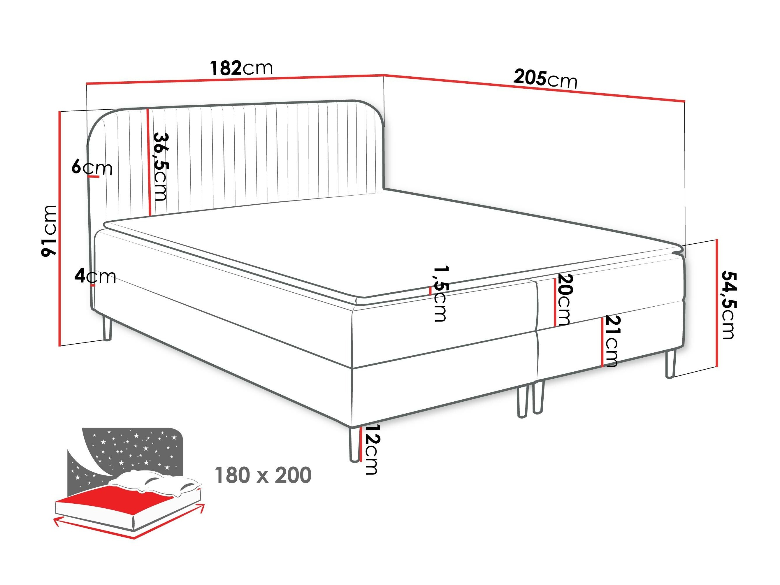 Boxspringbett Rivus (Coral 60)