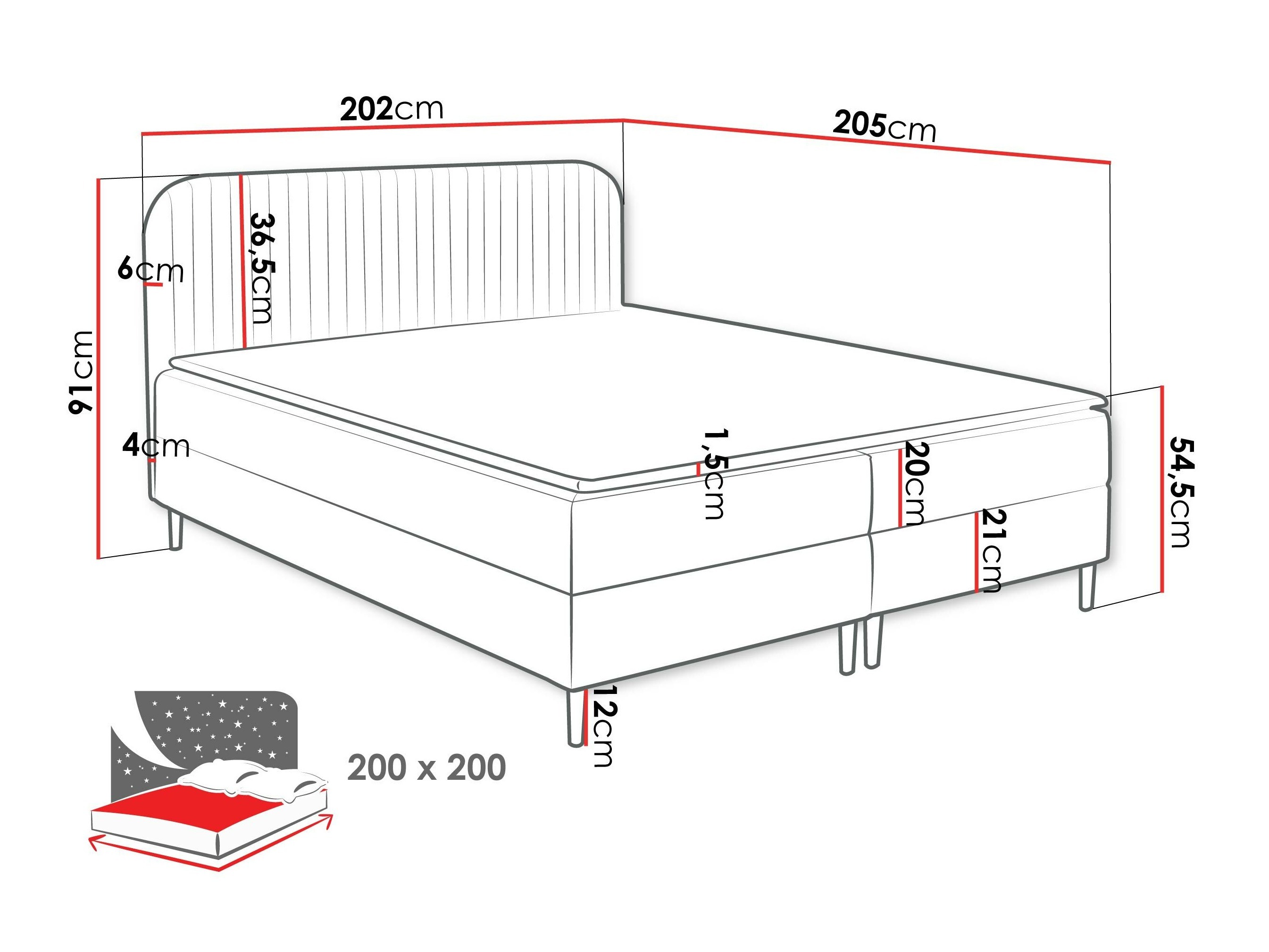Boxspringbett Rivus (Coral 60)