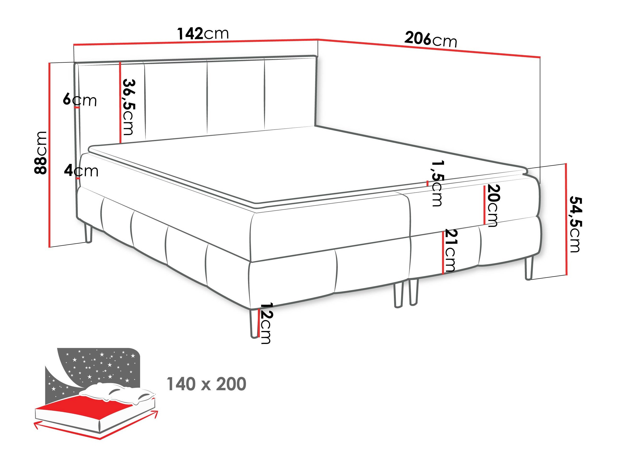 Boxspringbett Rivus I (Coral 60)