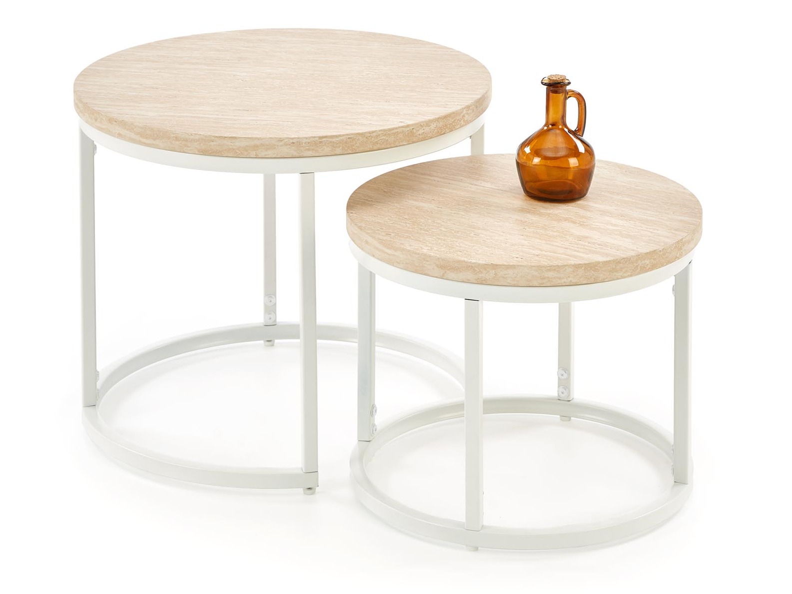 Couchtischset Houston 951 (Heller Travertin + Weiß)