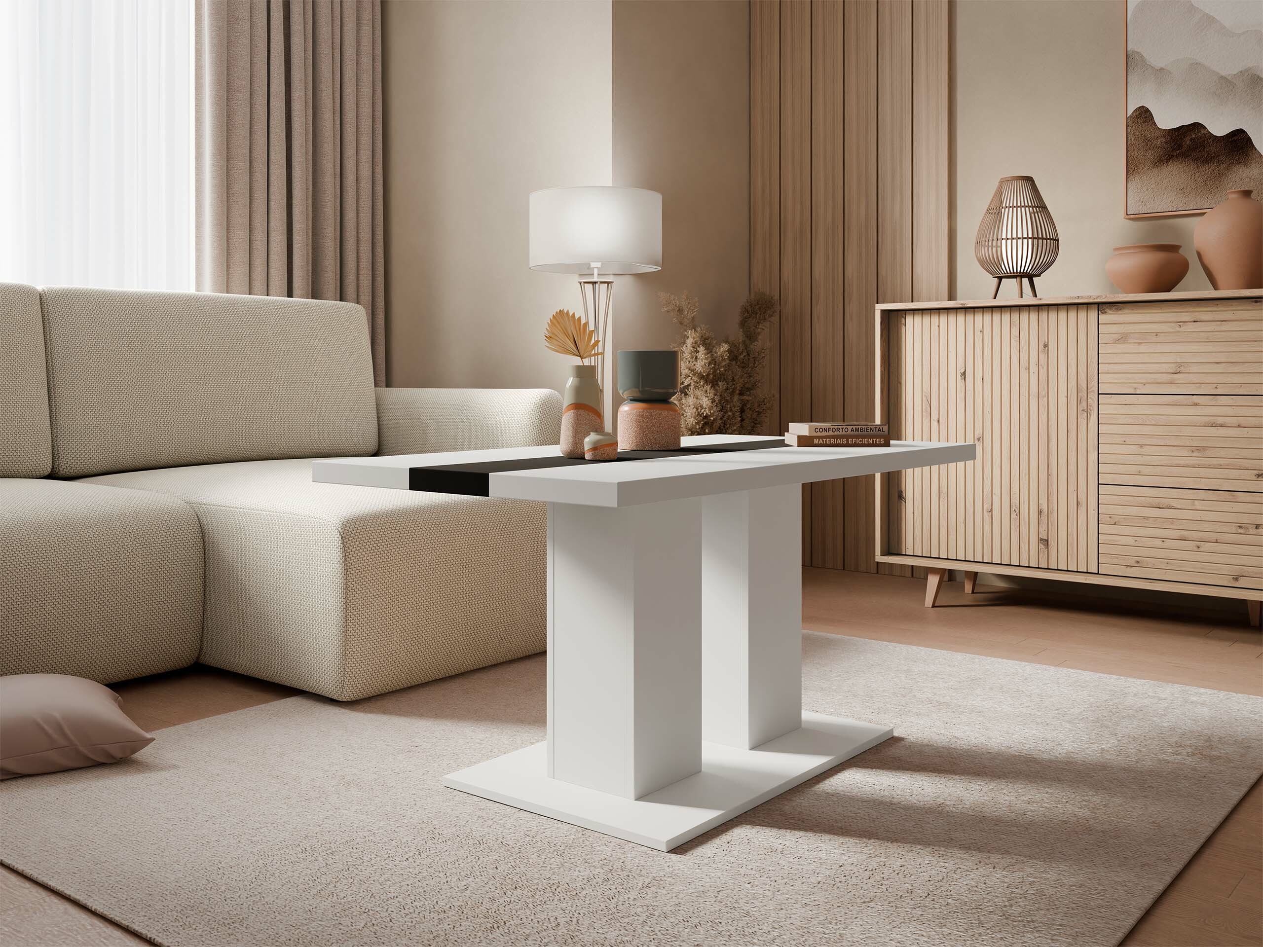 Couchtisch Tucson 147 (Weiß + Schwarz)