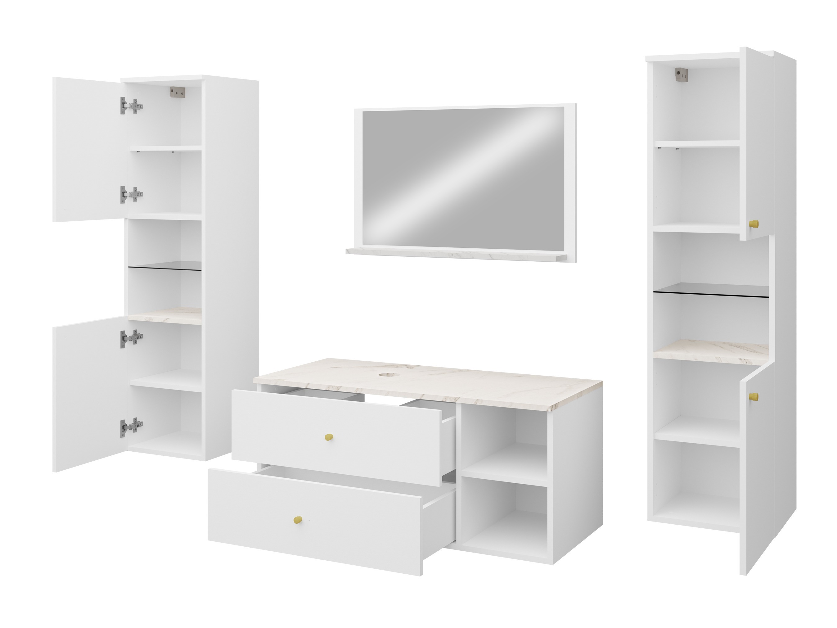 Badezimmer-Set Salus III (Kaschmir + Eichenholzoptik)