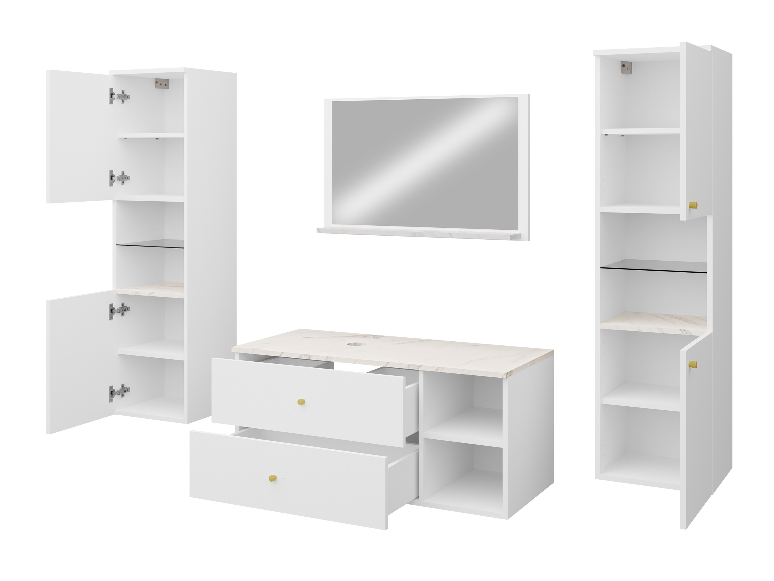Badezimmer-Set Salus III (Kaschmir + Eichenholzoptik)