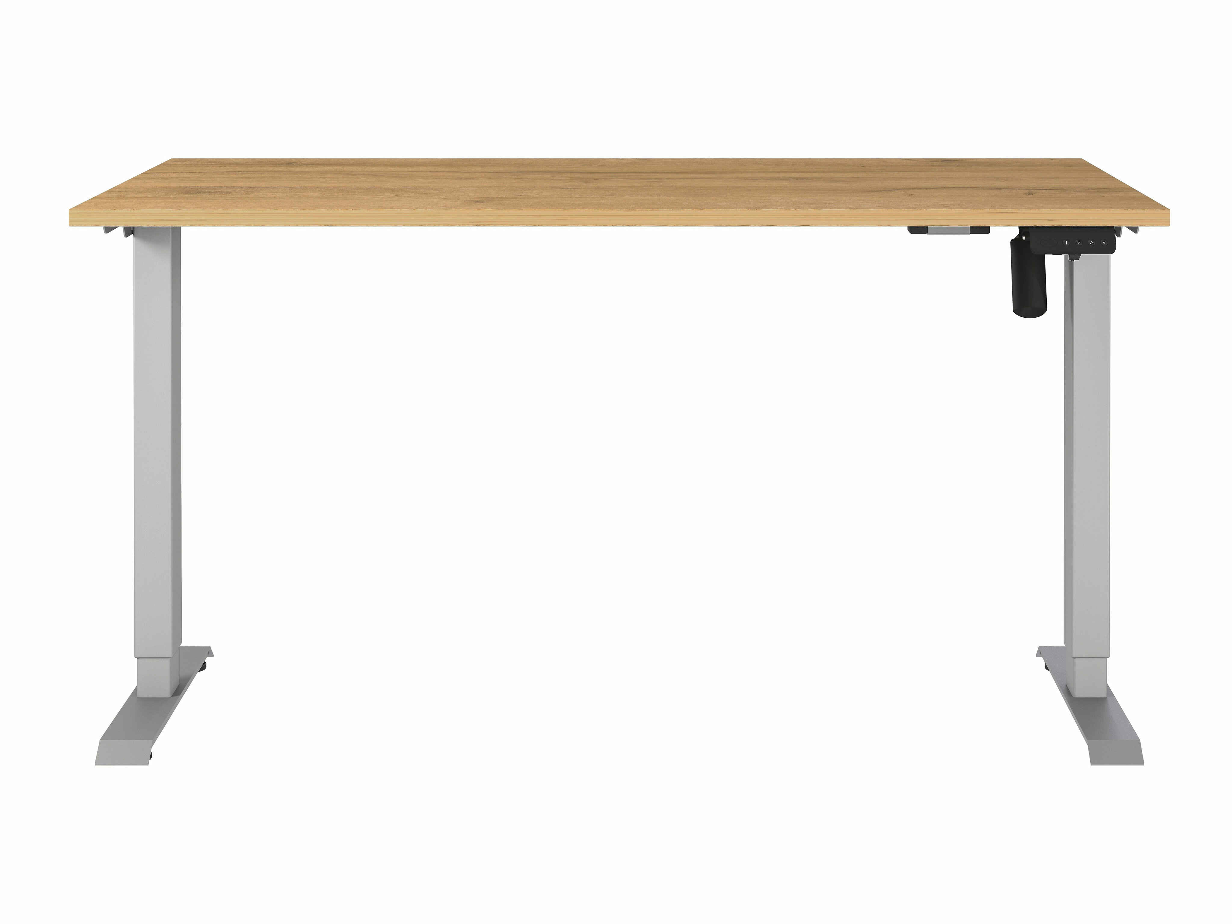 Höhenverstellbarer Schreibtisch Lartesi 116 (Grandson Eichenholzoptik + Silber)