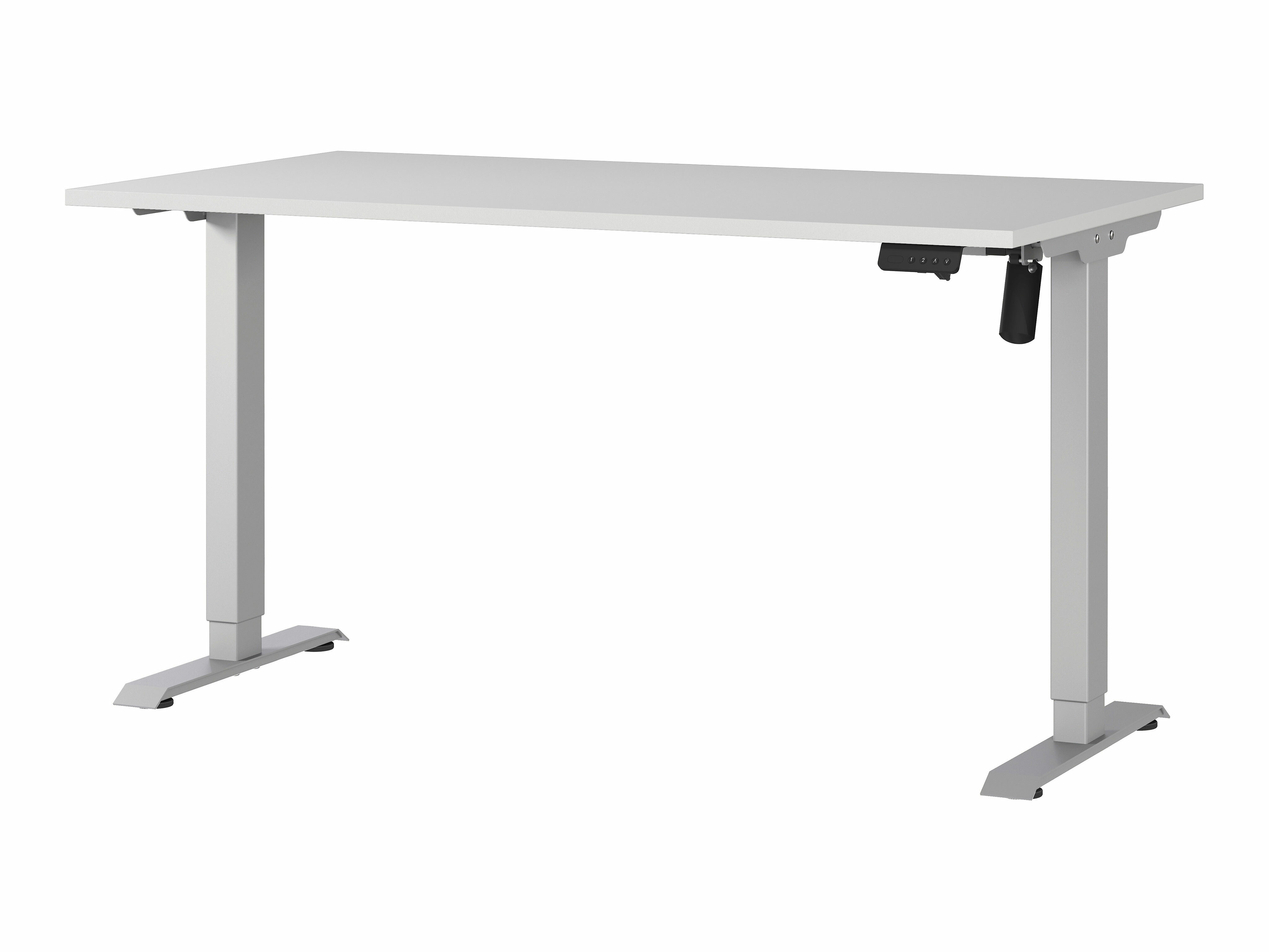 Höhenverstellbarer Schreibtisch Lartesi 116 (Hellgrau + Silber)