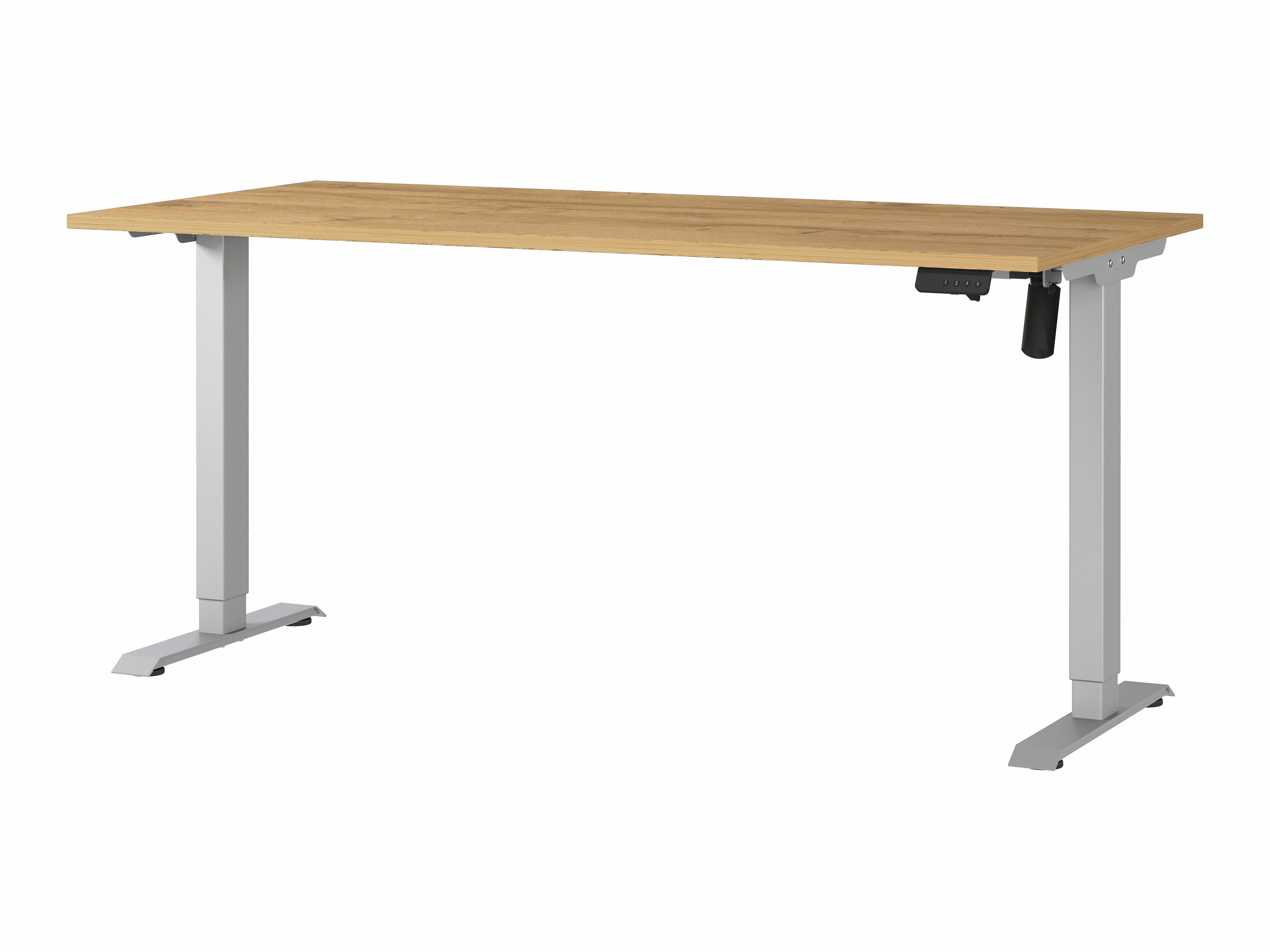 Höhenverstellbarer Schreibtisch Lartesi 117 (Grandson Eichenholzoptik + Silber)