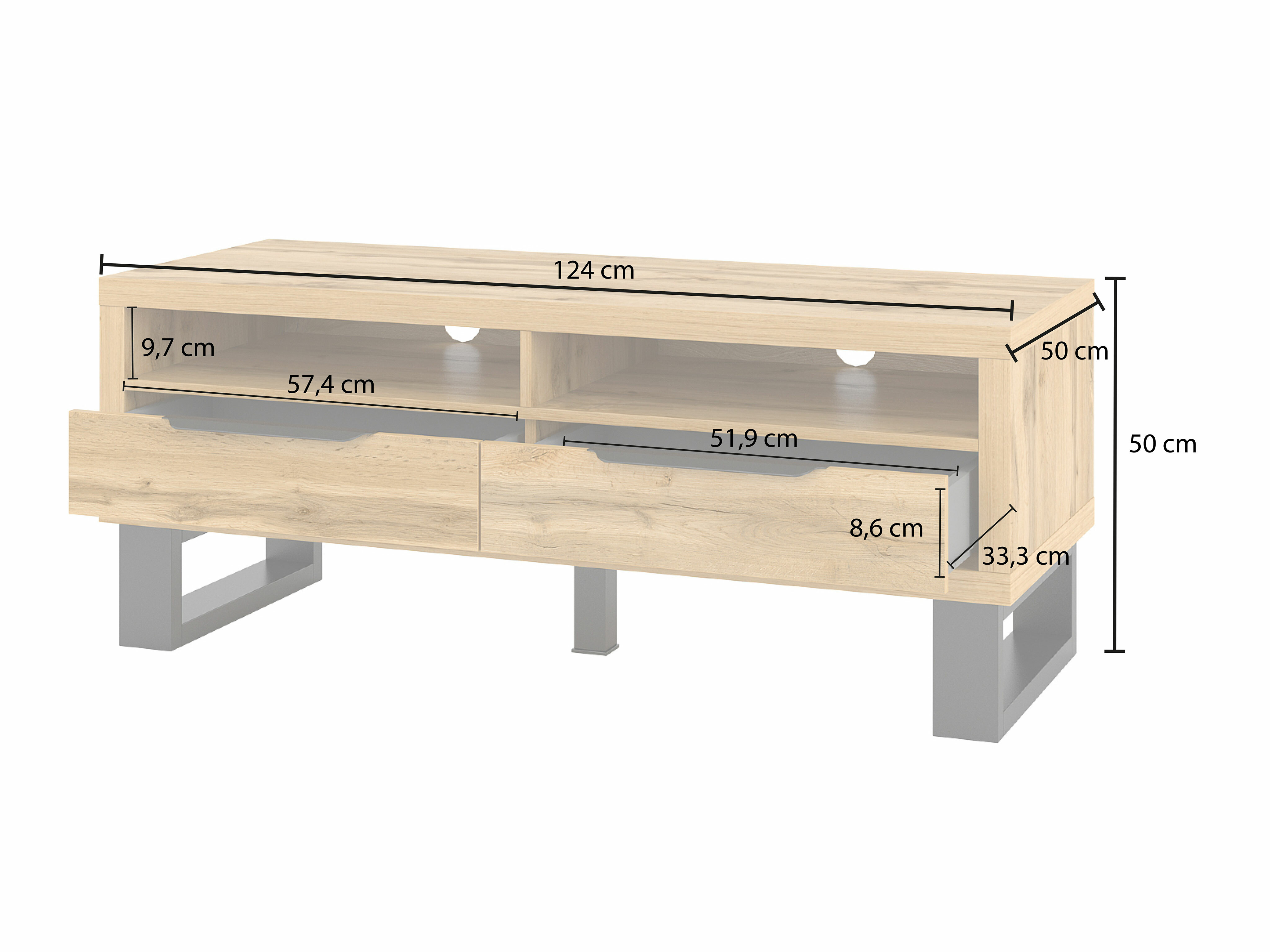 TV-Möbel Avicavu 100 (Wotan Eiche + Schwarz)