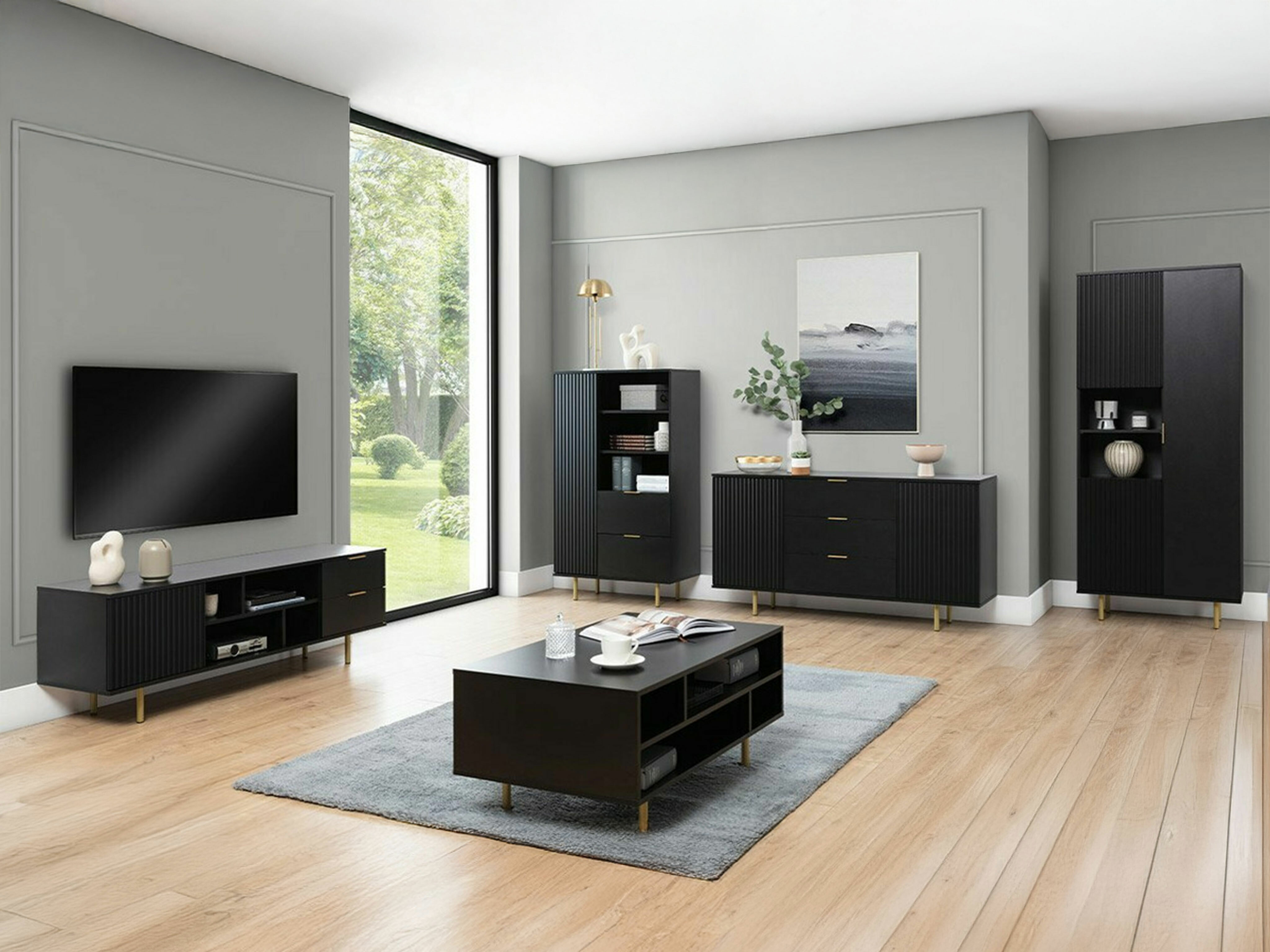 Wohnzimmer-Sets Decus I (Schwarz)