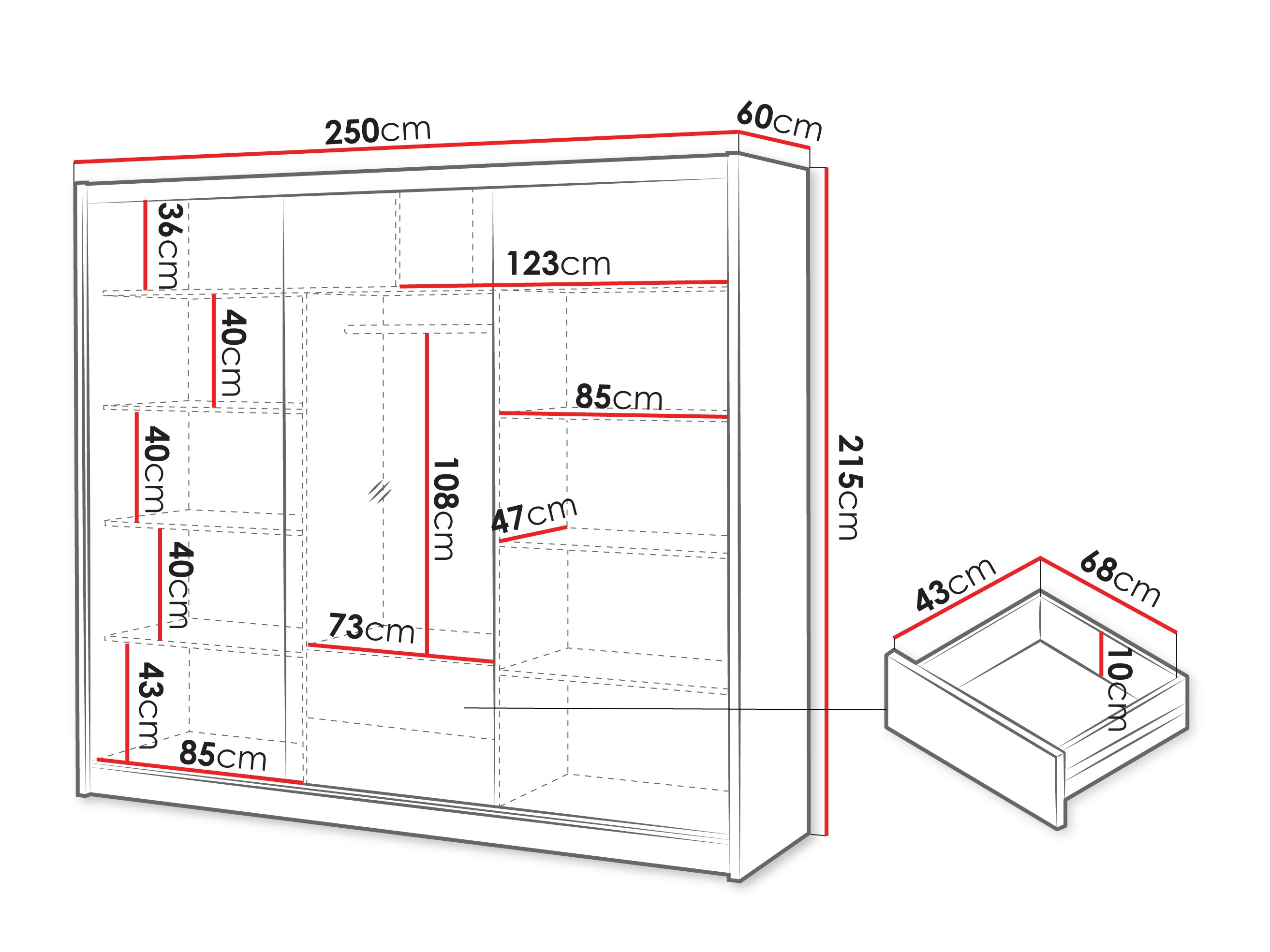 Kleiderschrank Gemes I (Wotan Eiche + Weiß)