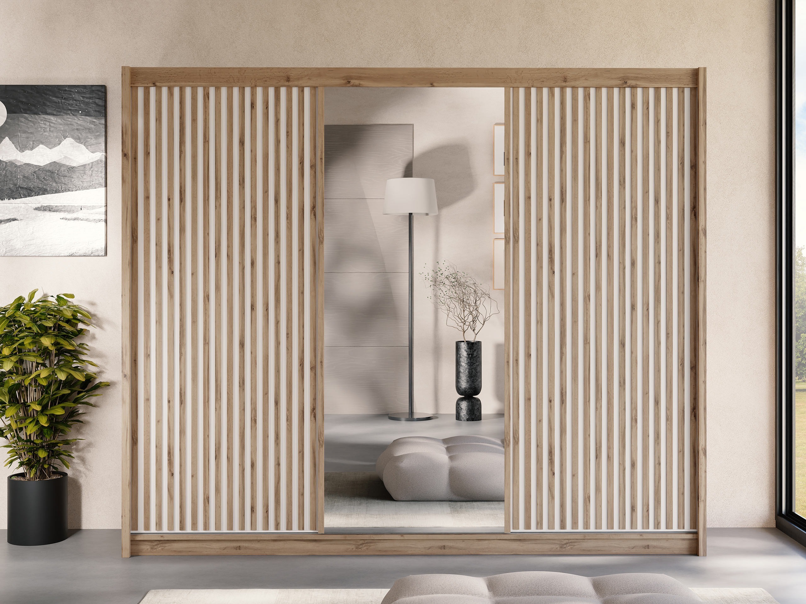 Kleiderschrank Honolulu 275 (Wotan Eiche + Weiß)