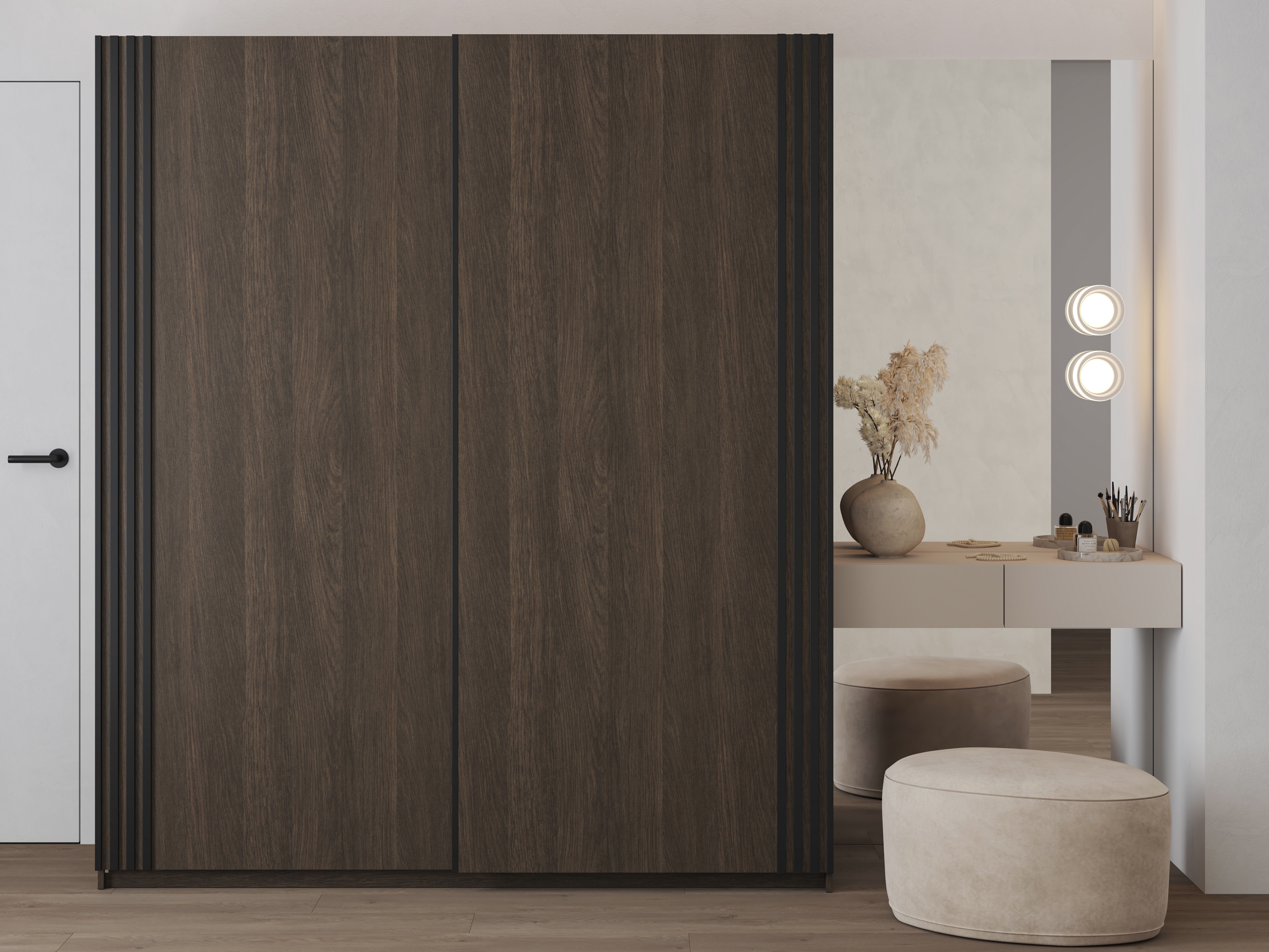 Kleiderschrank Austin 372 (Eichenholzoptik dunkel + Schwarz)