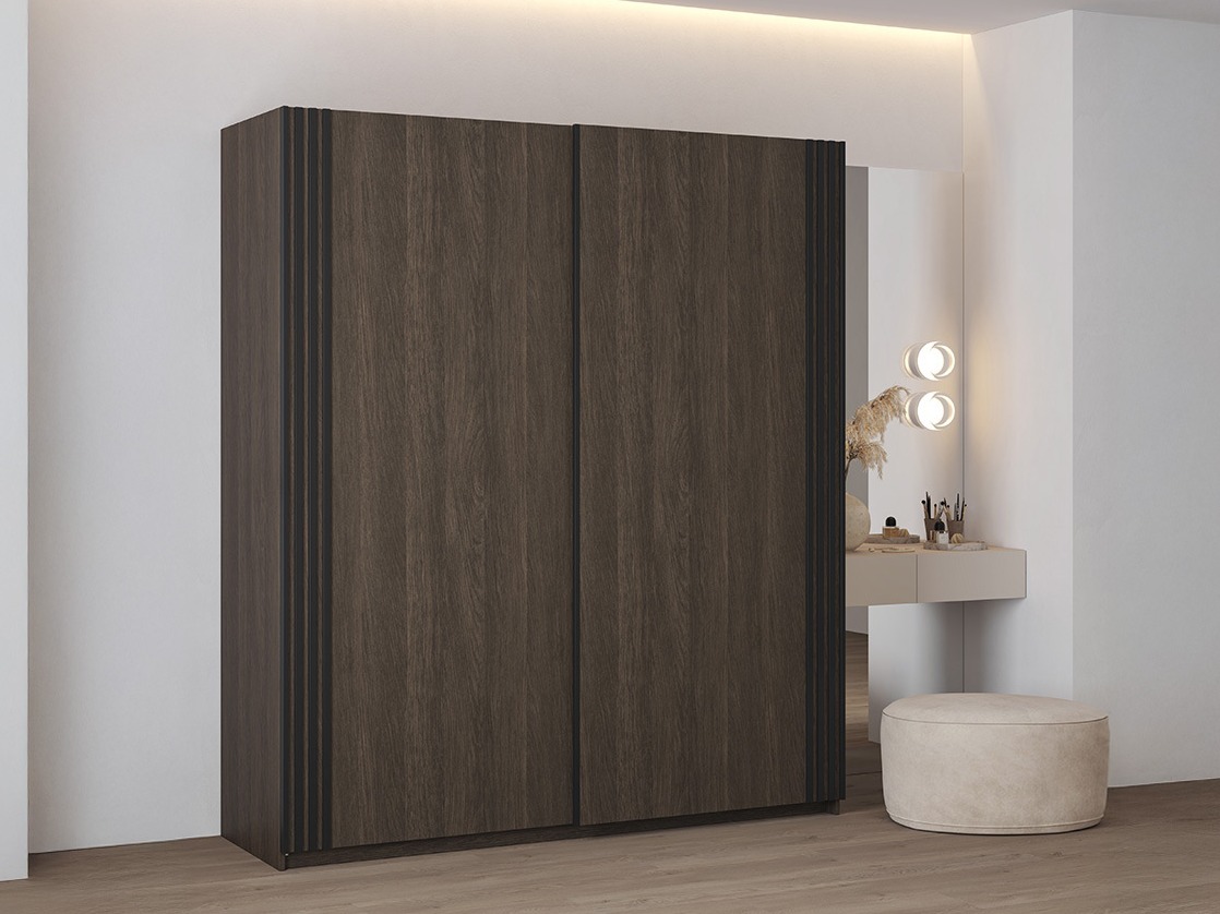 Kleiderschrank Austin 372 (Eichenholzoptik dunkel + Schwarz)