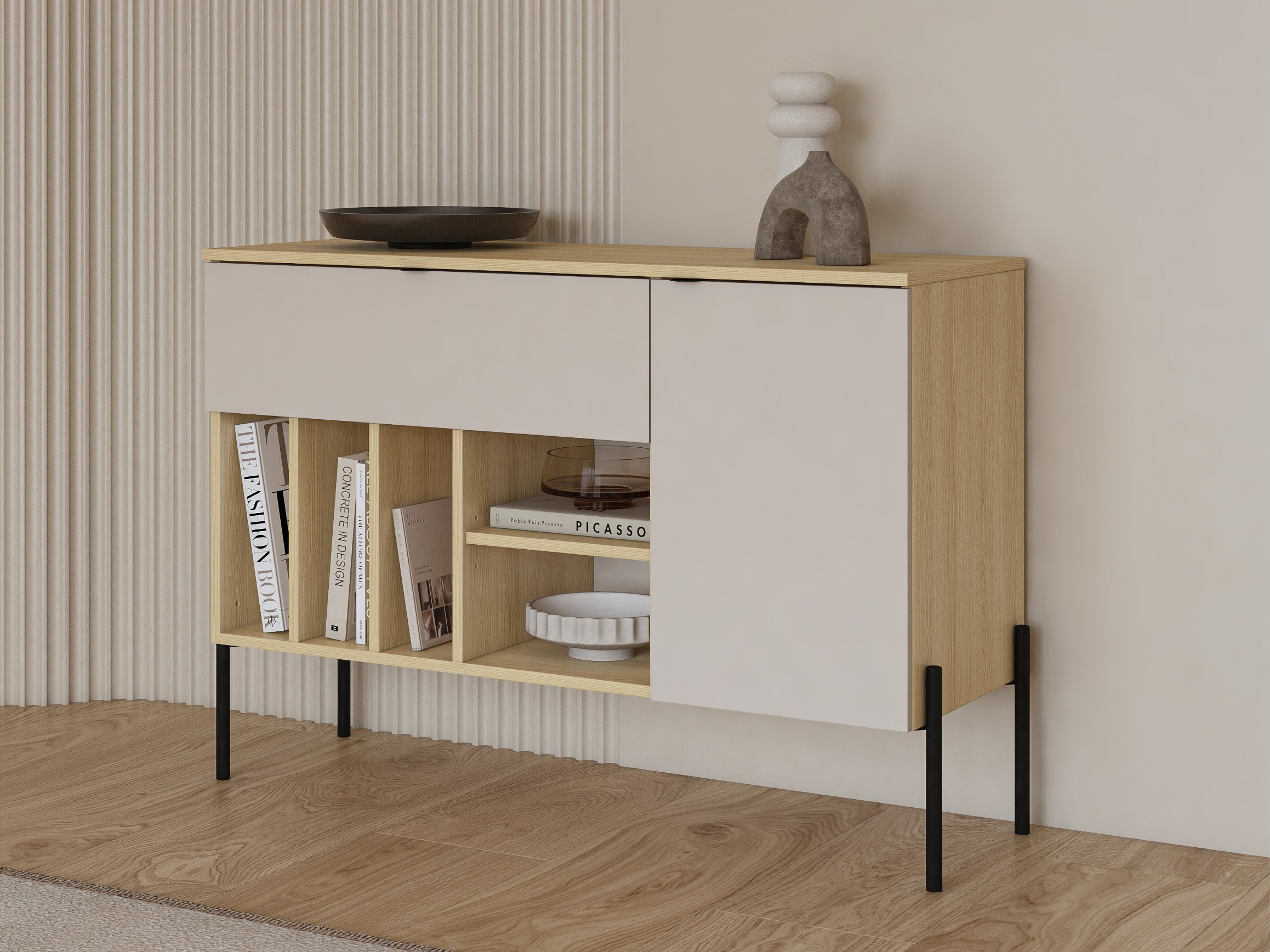 Kommoden Levtenu 112 (Eichenholzoptik + Kaschmir)