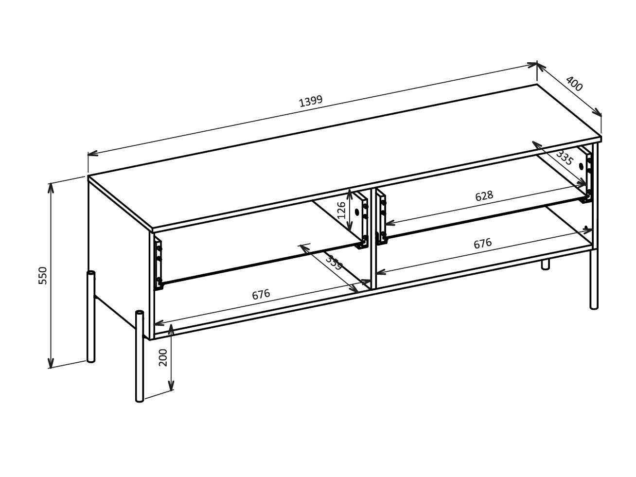 TV-Möbel Levtenu 108 (Eichenholzoptik + Kaschmir)