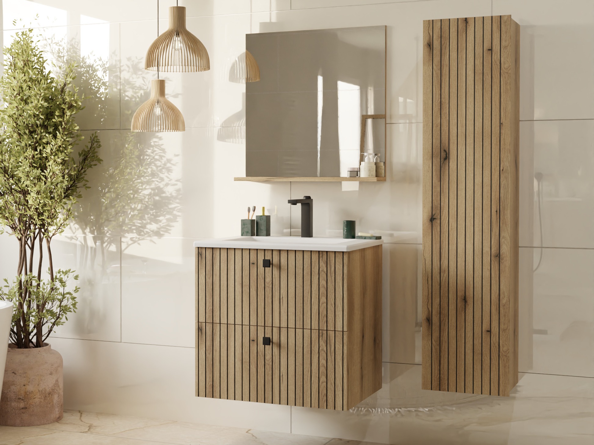 Hängeschrank für Waschbecken Mandeville 314 (Eichenholzoptik)