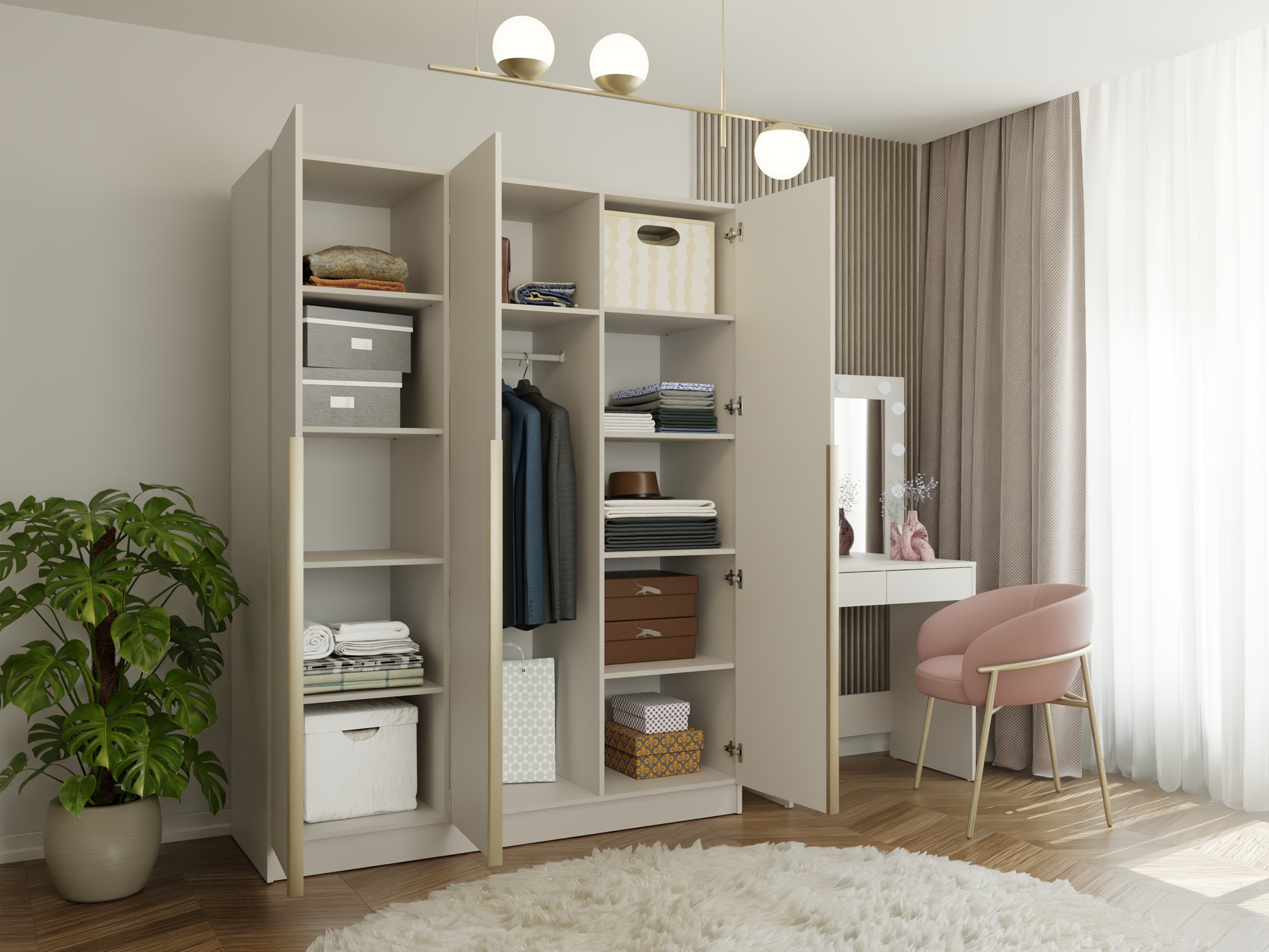 Kleiderschrank Mandeville 369 (Kaschmir + Gold)