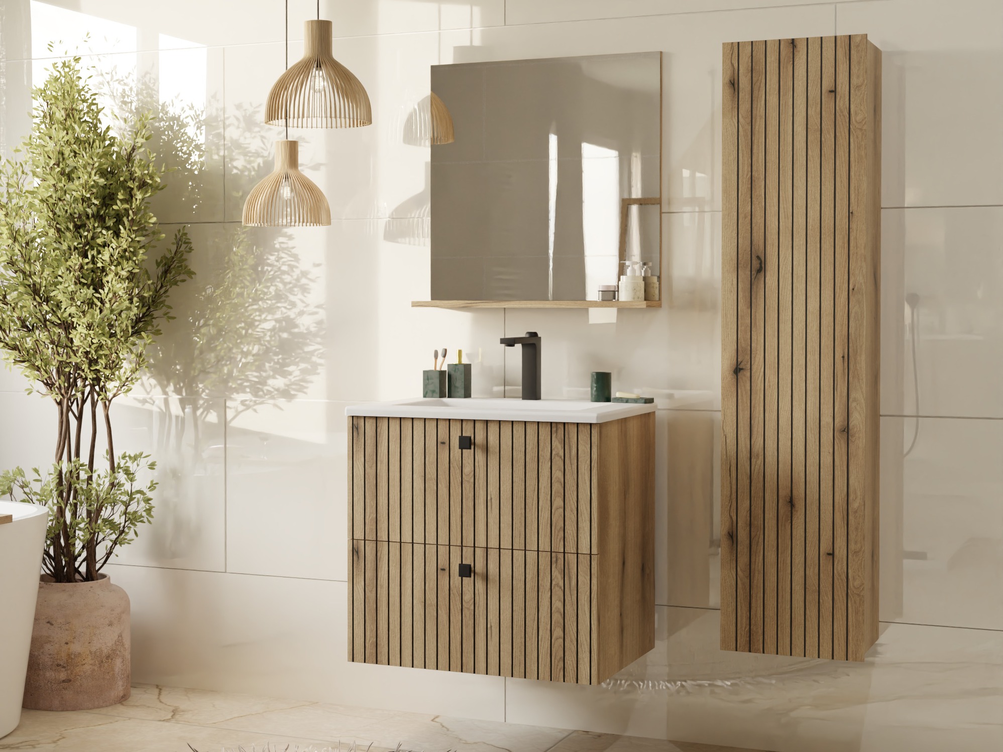 Wandhängeschrank für Badezimmer Mandeville 362 (Eichenholzoptik)