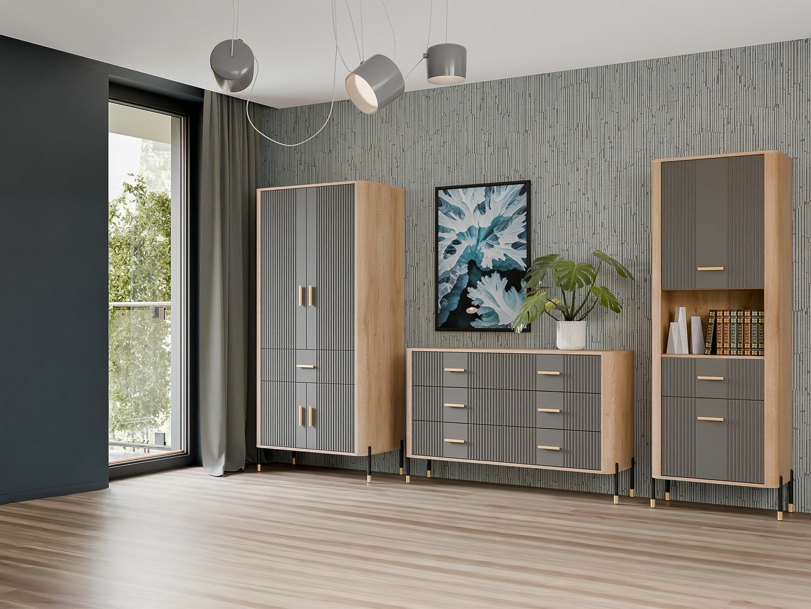 Wohnzimmer-Sets Flosora 149 (Grau)