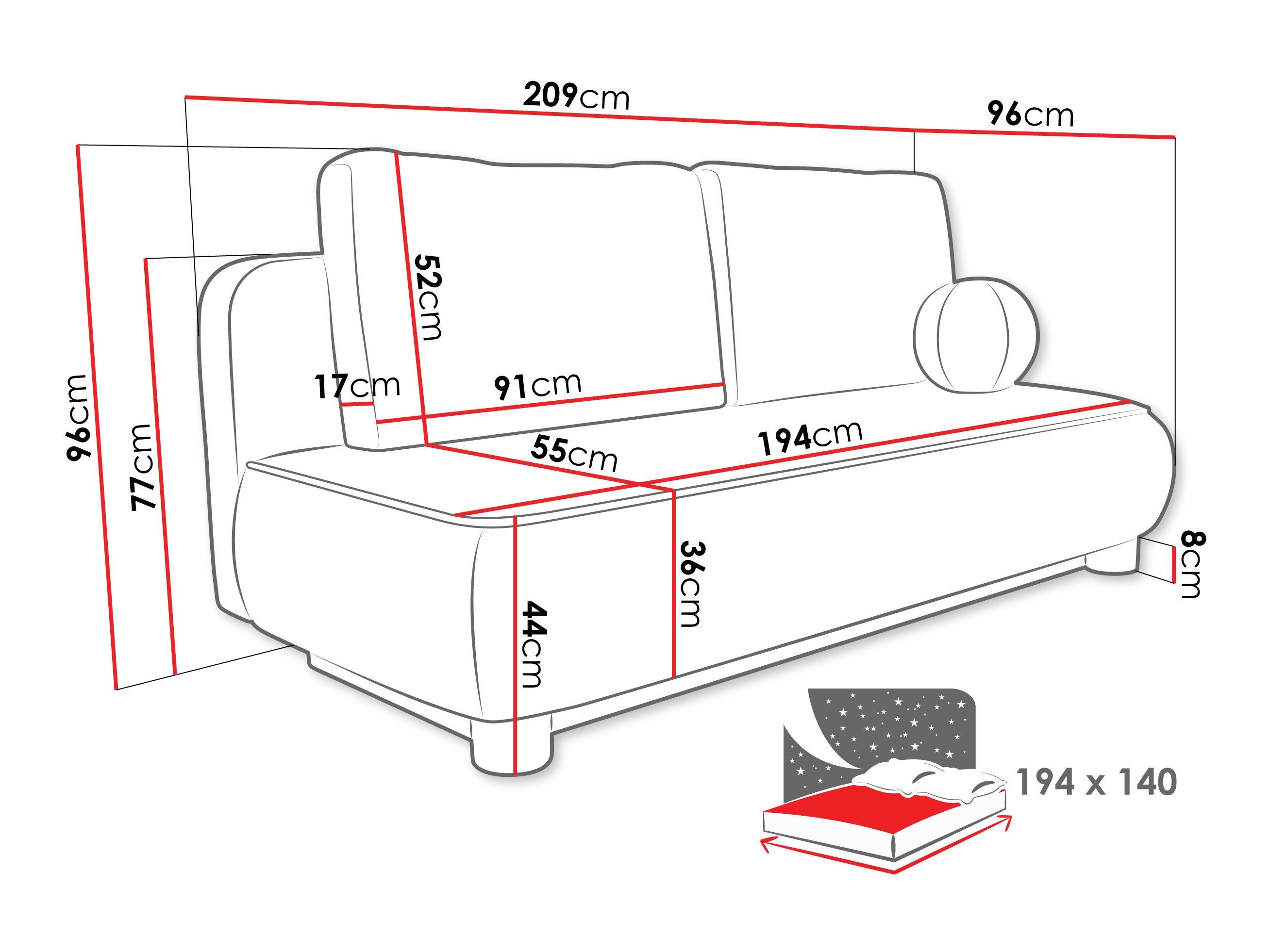 Schlafsofa TrendyNest Canora (Coral 65)