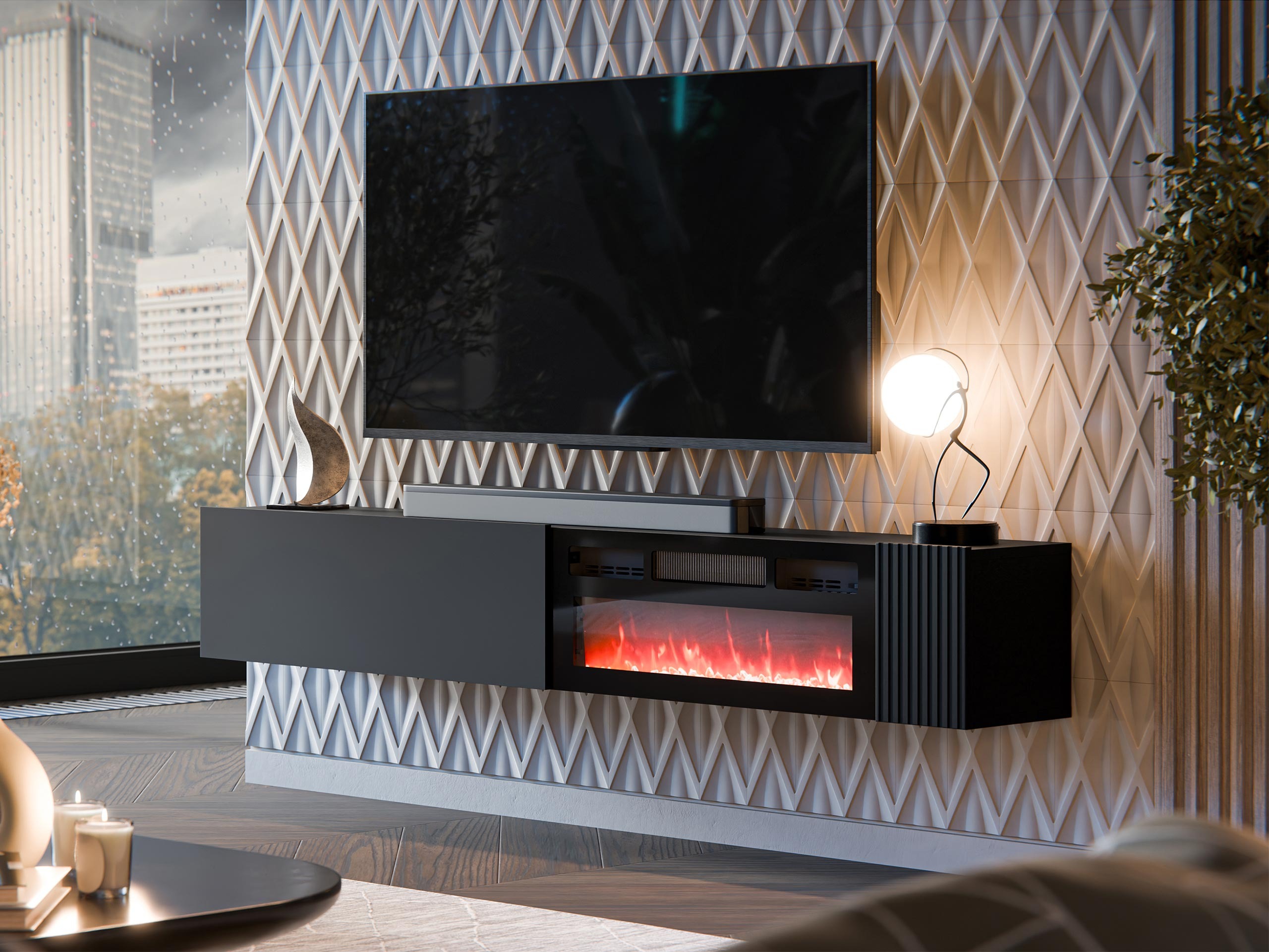 TV-Möbel Calveru 110 (Schwarz)