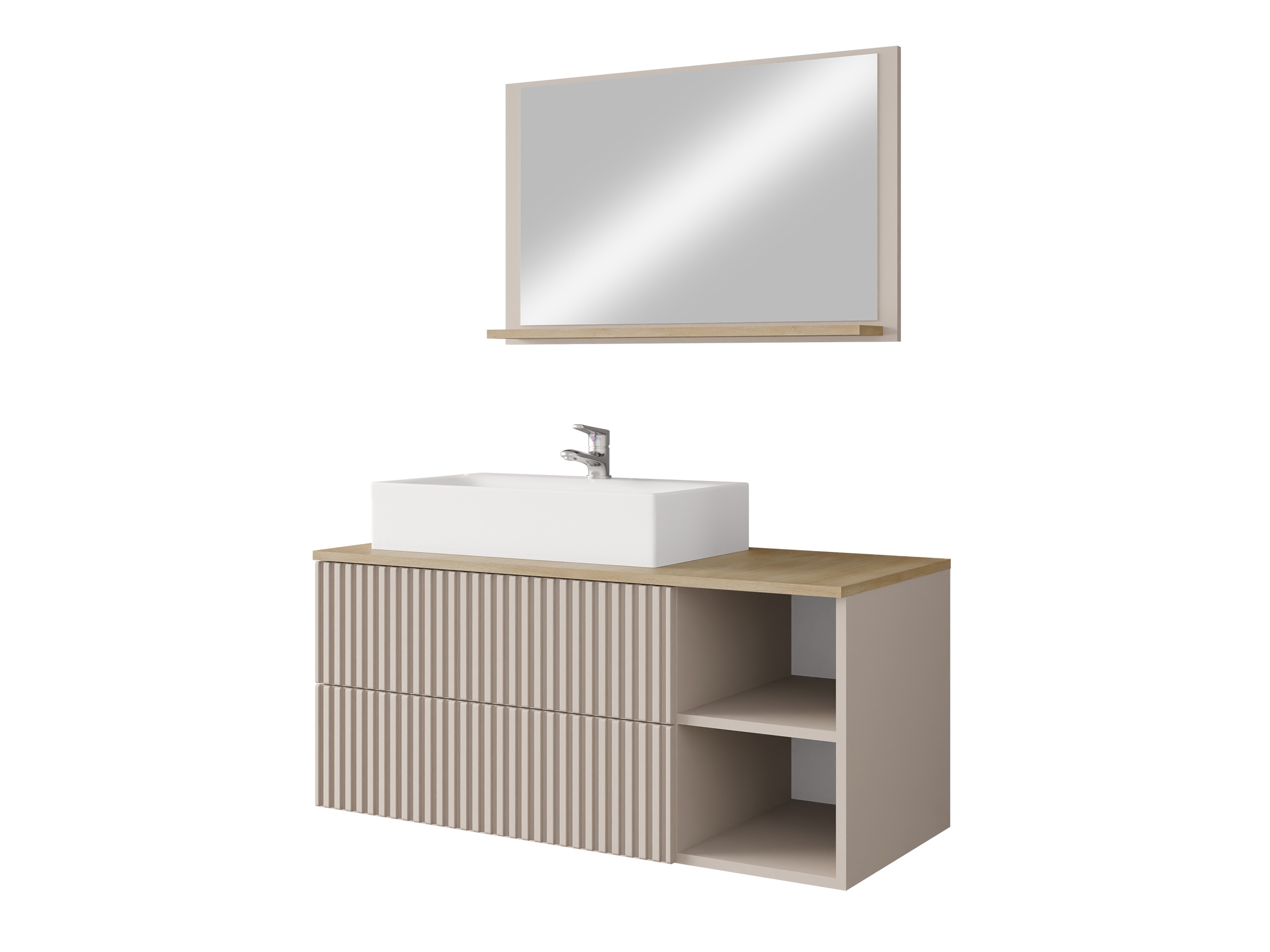 Badezimmer-Set Nauta (Kaschmir + Eichenholzoptik)