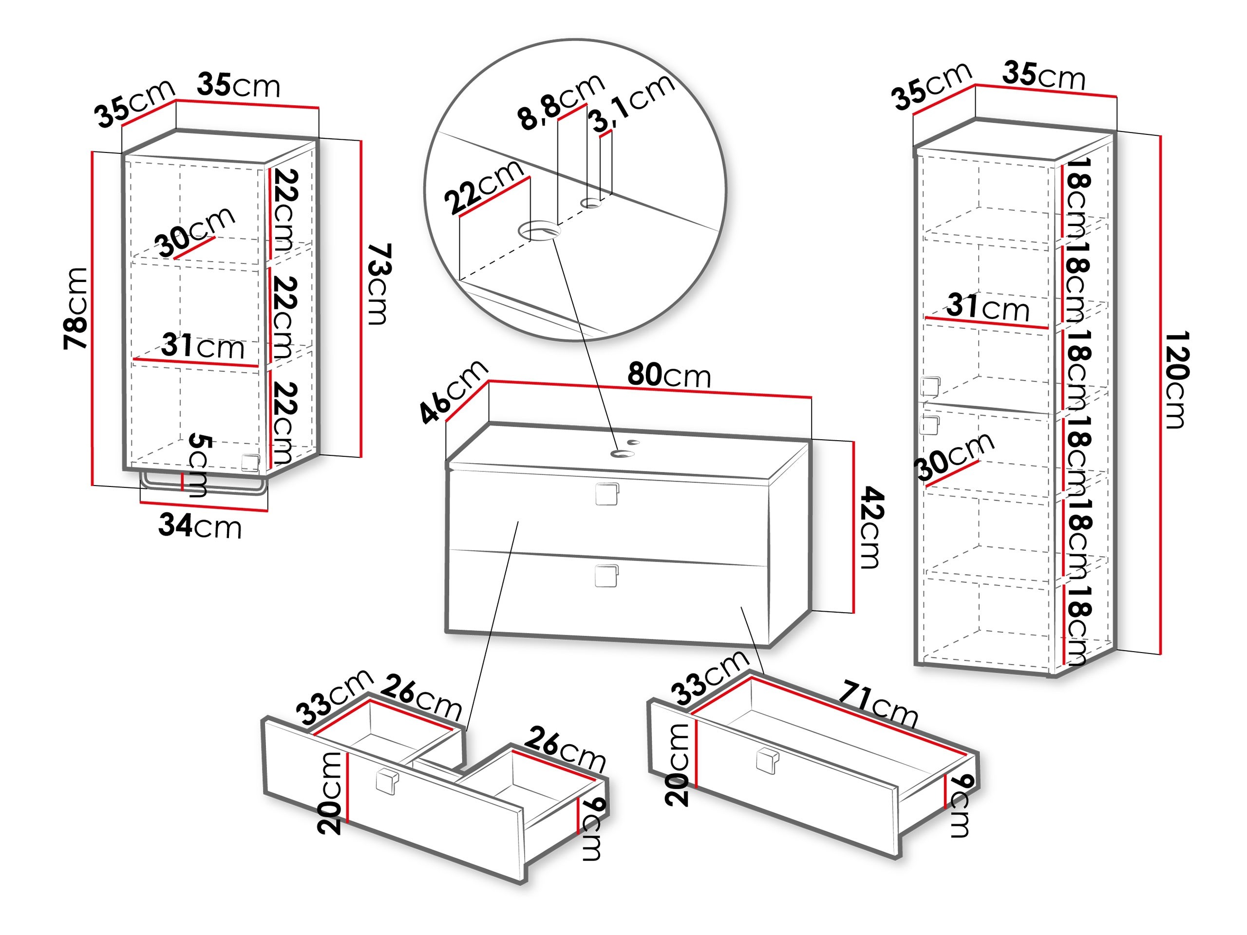Badezimmer-Set Orlvera 105 (Hellbraun)
