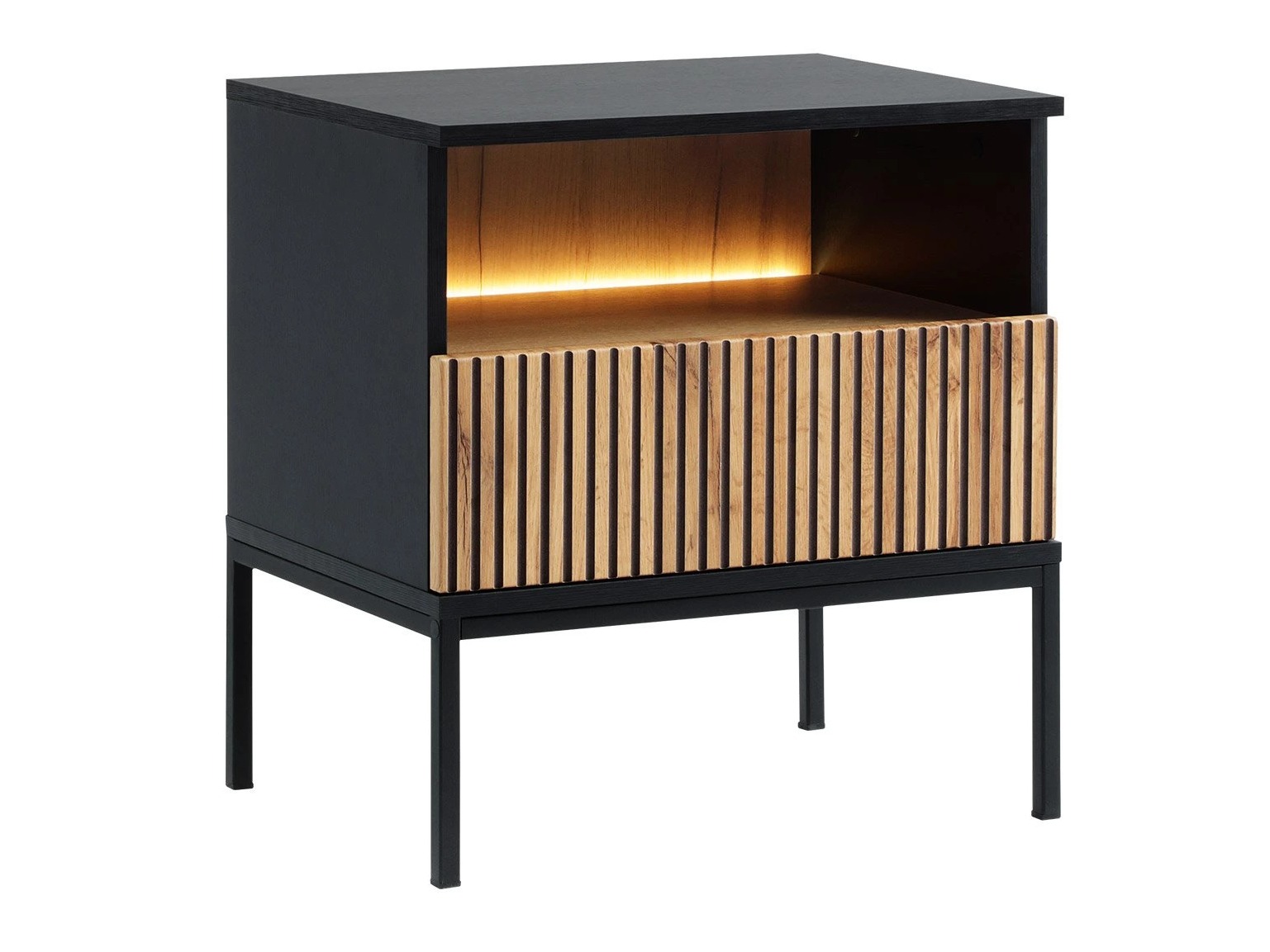 Nachttisch Manal (Schwarz + Wotan Eiche)